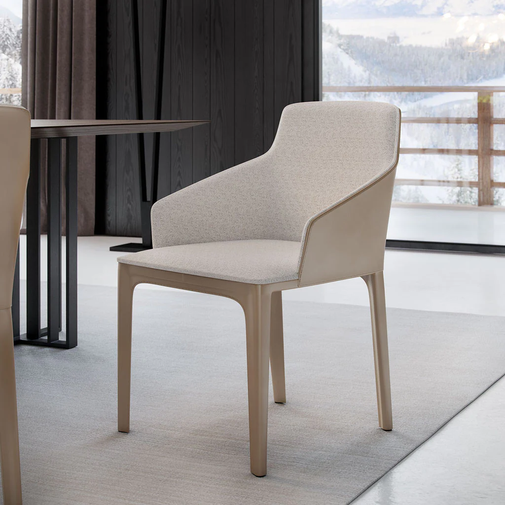 Oxford Dining Chair Raw Linen/Dark Beige - Image 2