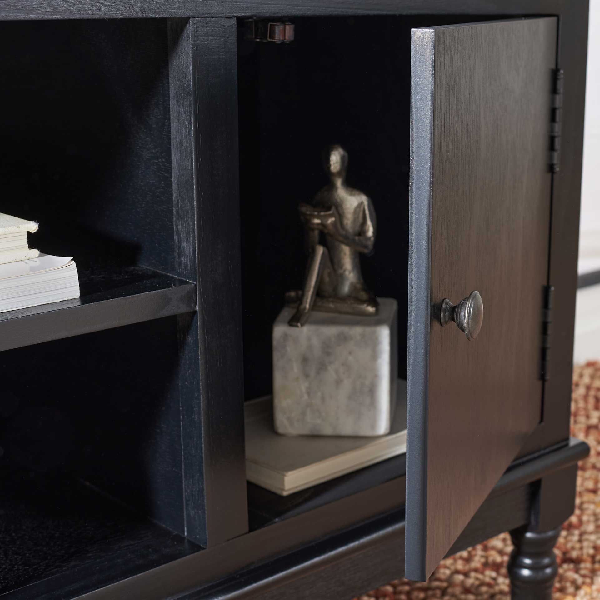 Ozbourne 2 Door 1 Shelf Media Stand Black - Image 7