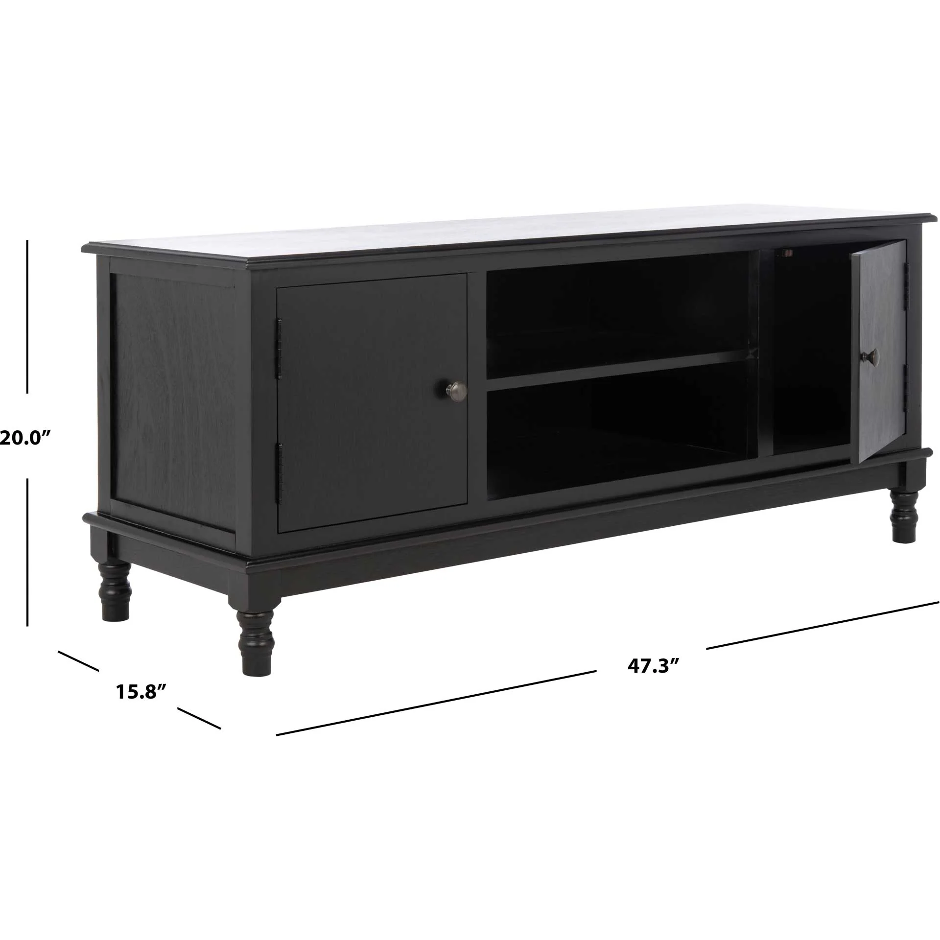 Ozbourne 2 Door 1 Shelf Media Stand Black - Image 9