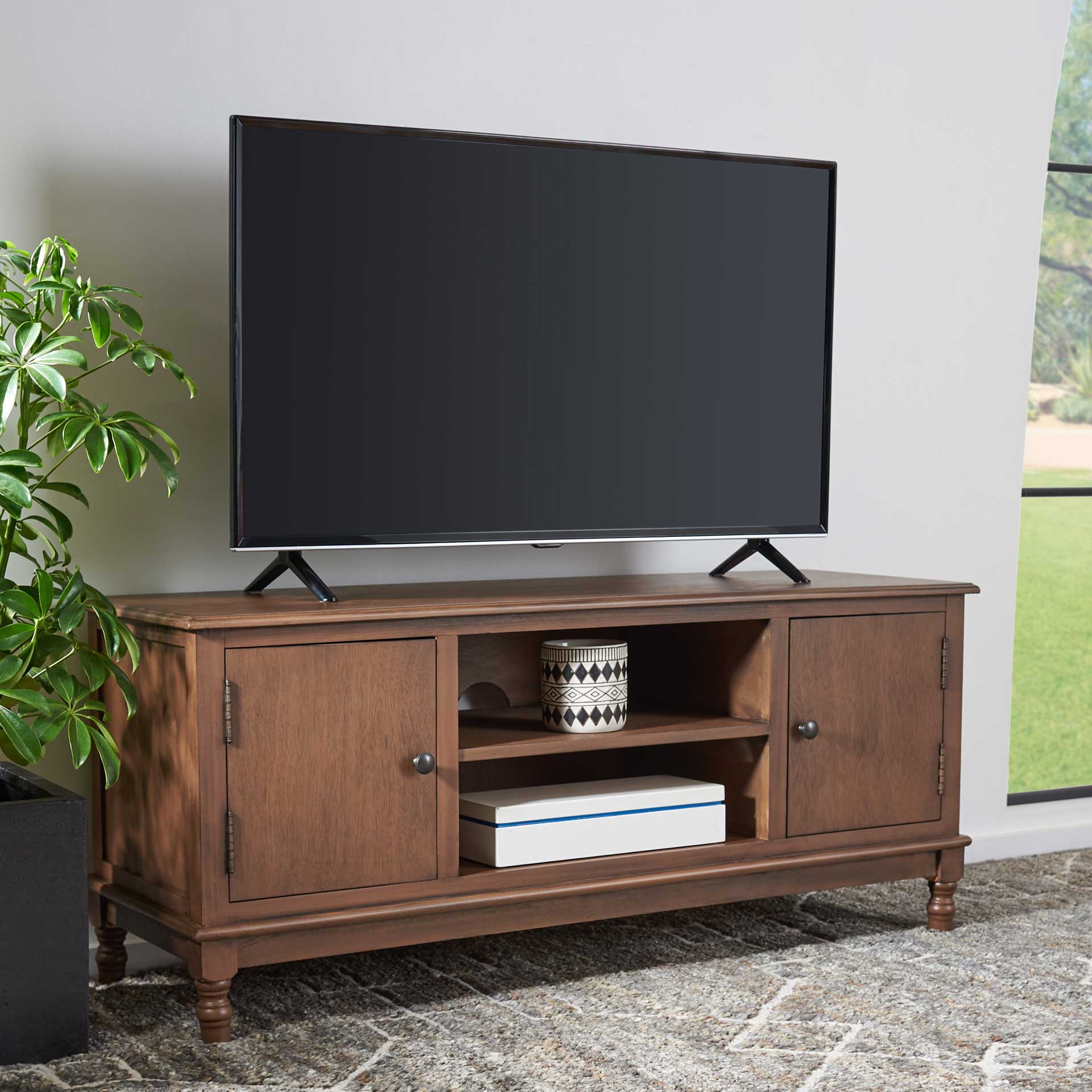 Ozbourne 2 Door 1 Shelf Media Stand Brown - Image 8