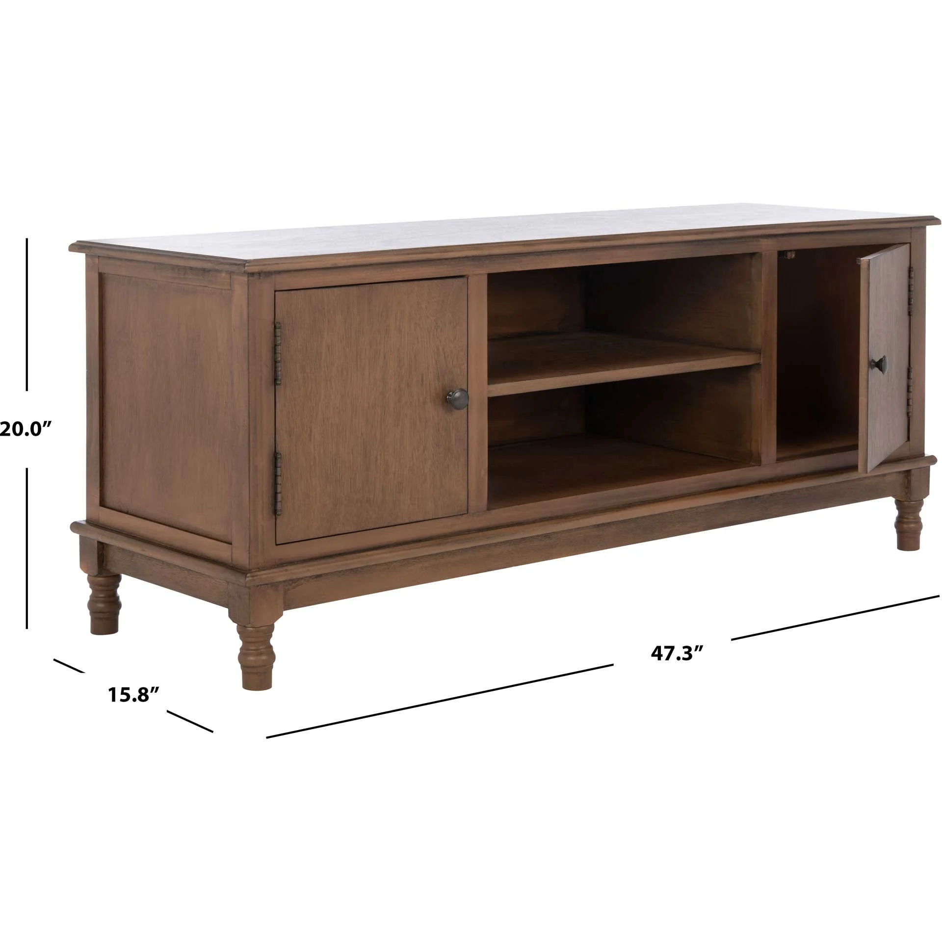 Ozbourne 2 Door 1 Shelf Media Stand Brown - Image 9