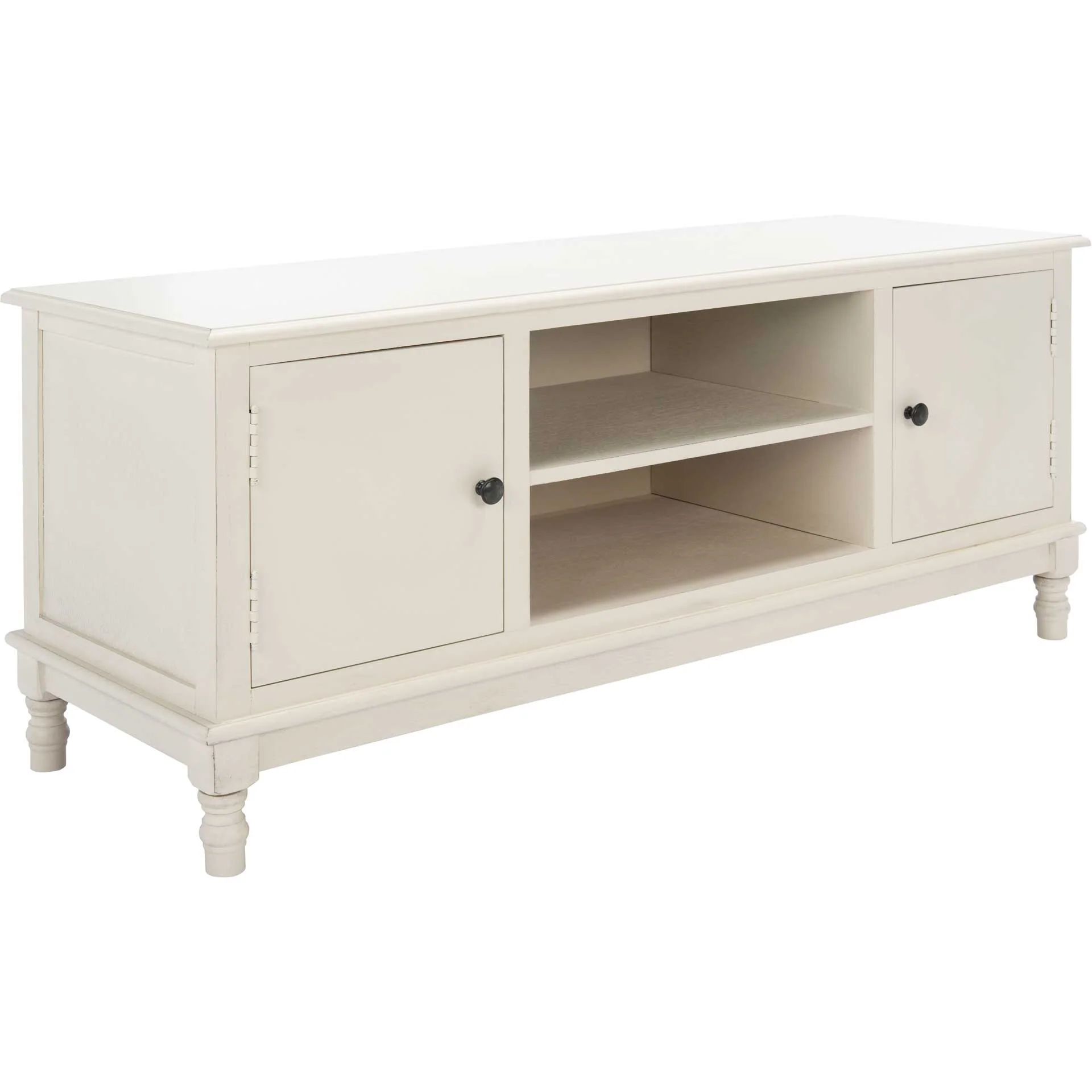 Ozbourne 2 Door 1 Shelf Media Stand Distressed White - Image 2