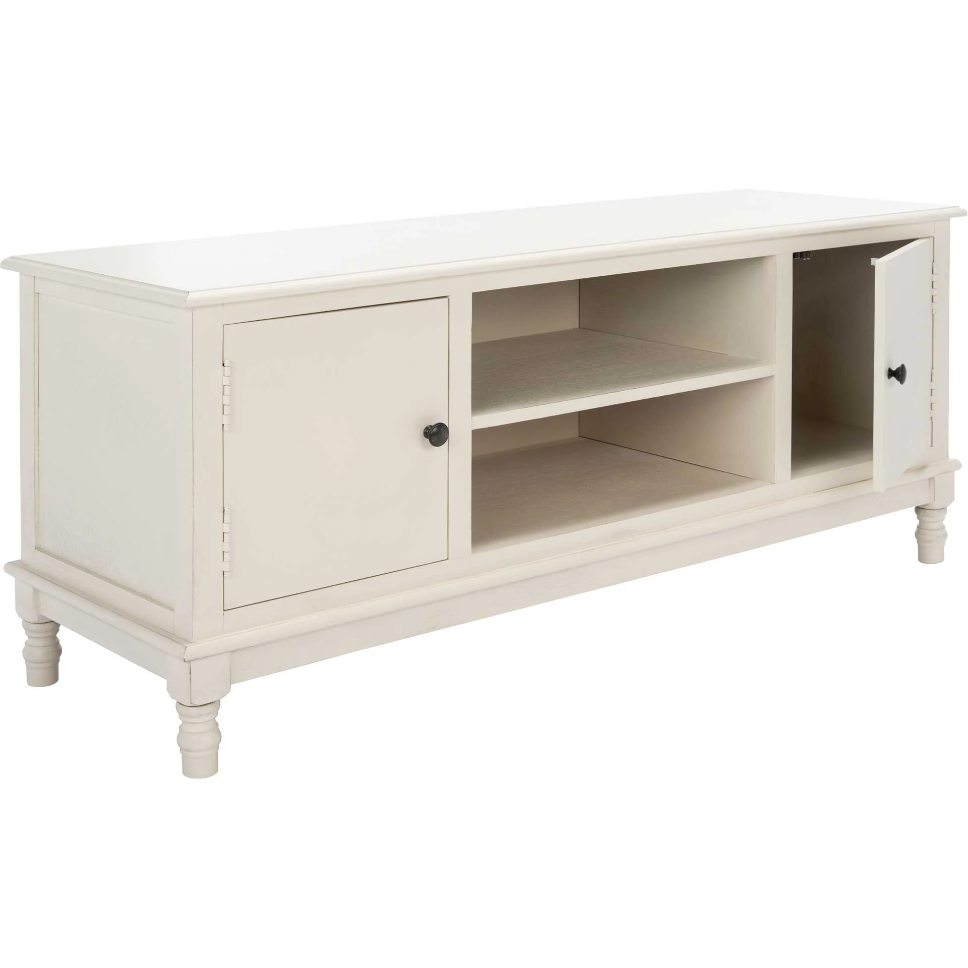 Ozbourne 2 Door 1 Shelf Media Stand Distressed White - Image 5