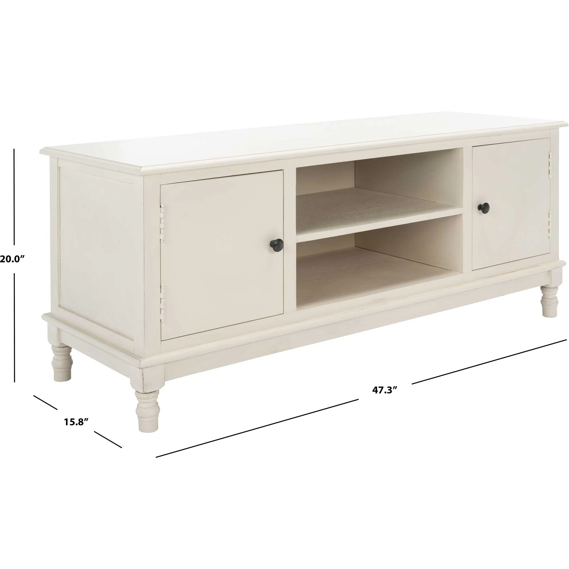 Ozbourne 2 Door 1 Shelf Media Stand Distressed White - Image 9