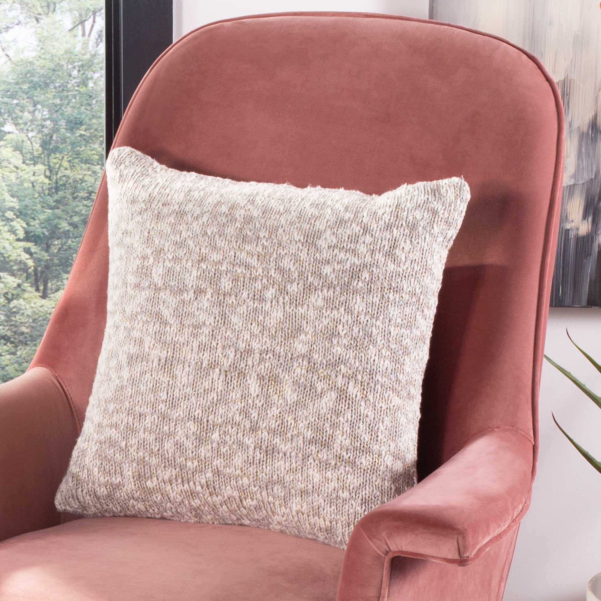 Pablo Knit Pillow Light Gray/Natural/Gold - Image 2