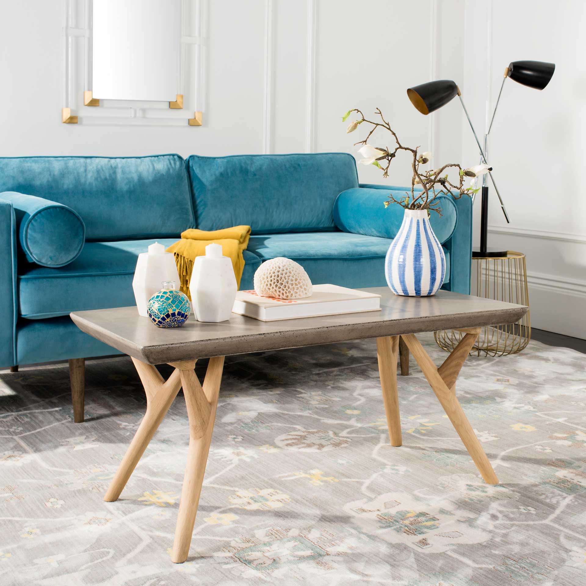 Padric Modern Concrete Coffee Table Dark Gray - Image 4