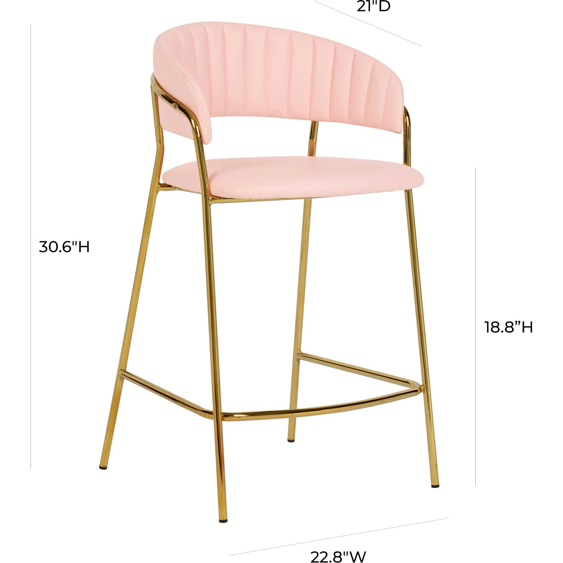 Paisley Vegan Leather Counter Stool Blush (Set of 2) - Image 7