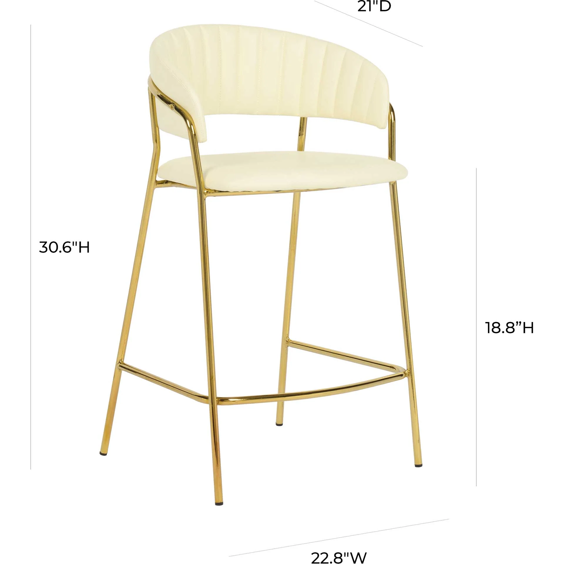 Paisley Vegan Leather Counter Stool Cream (Set of 2) - Image 7