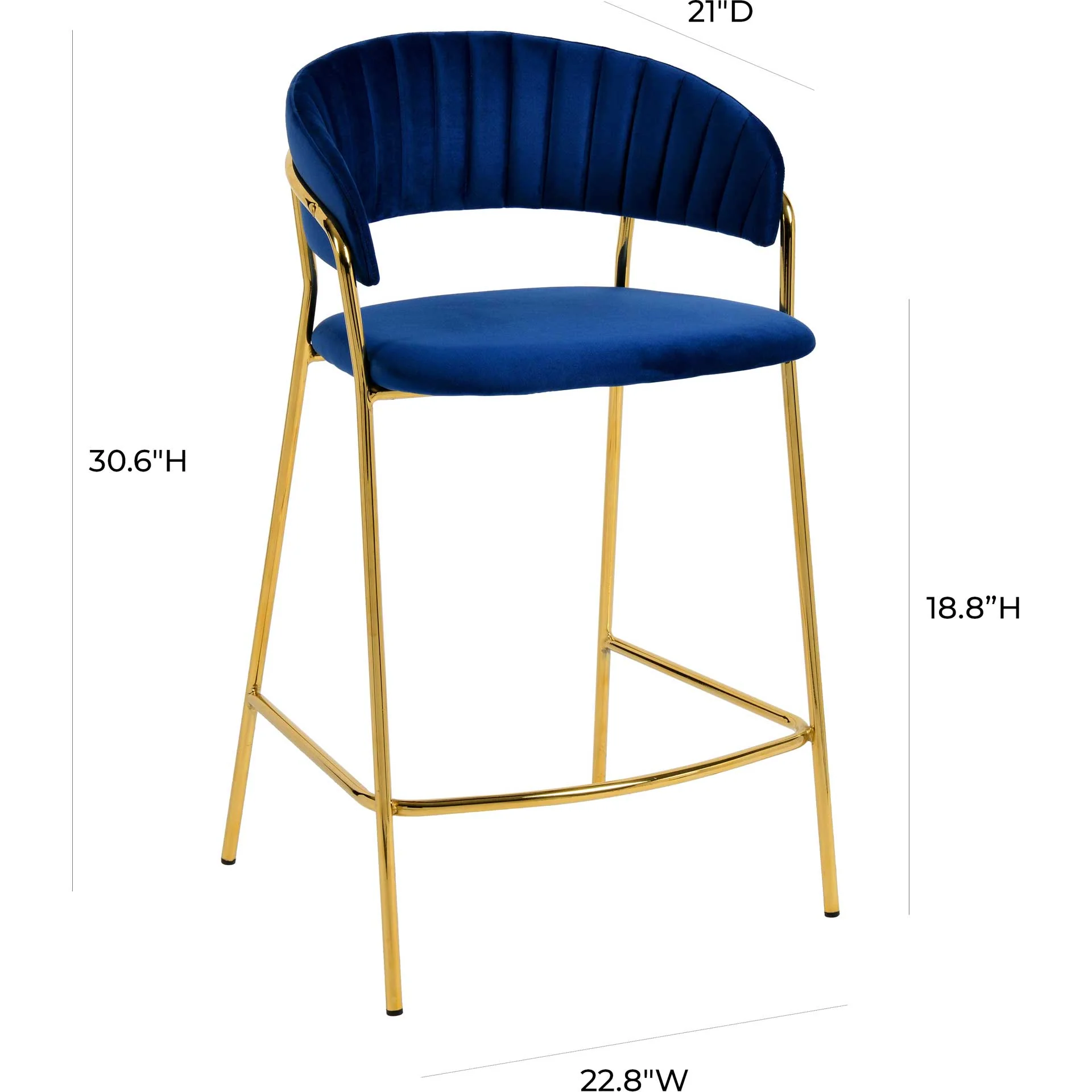 Paisley Velvet Counter Stool Navy (Set of 2) - Image 7