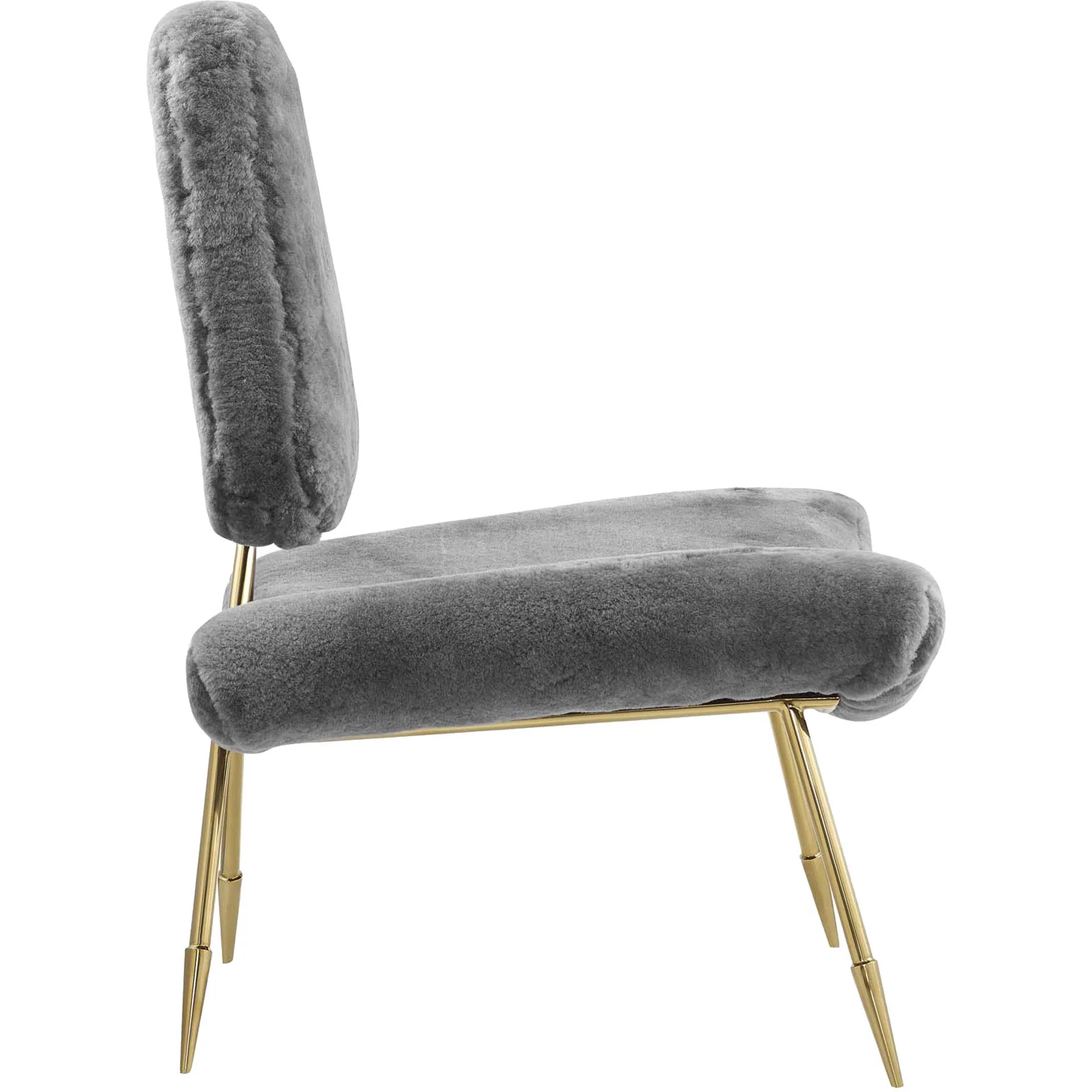 Palmer Upholstered Sheepskin Fur Lounge Chair Gray - Image 2