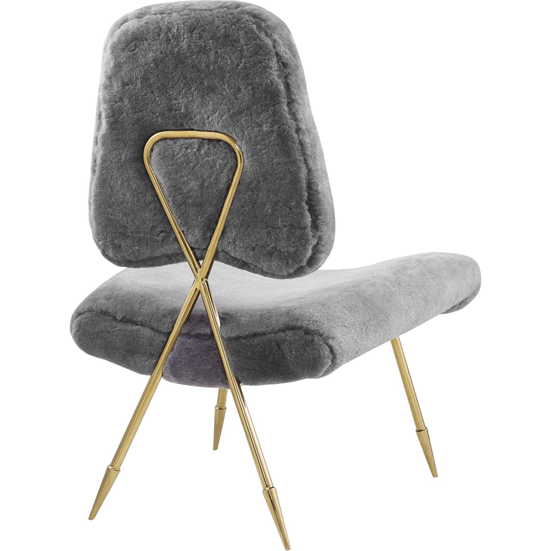 Palmer Upholstered Sheepskin Fur Lounge Chair Gray - Image 3