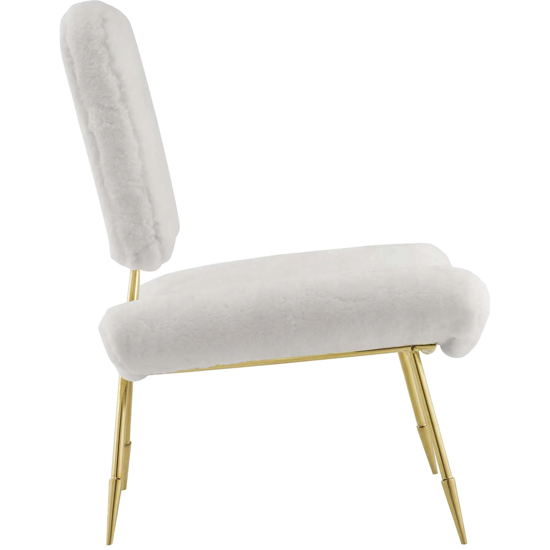 Palmer Upholstered Sheepskin Fur Lounge Chair White - Image 2