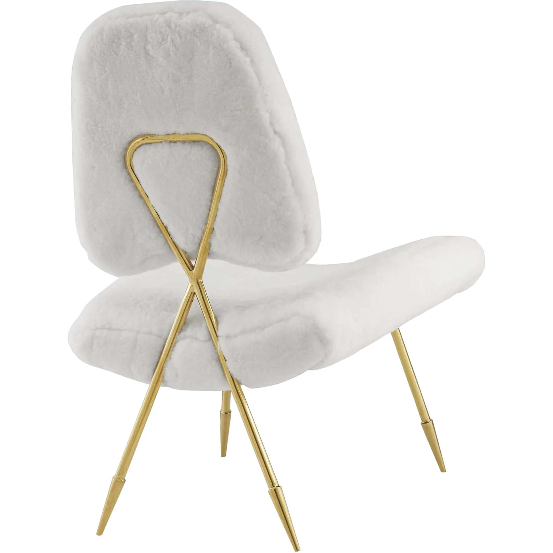 Palmer Upholstered Sheepskin Fur Lounge Chair White - Image 3