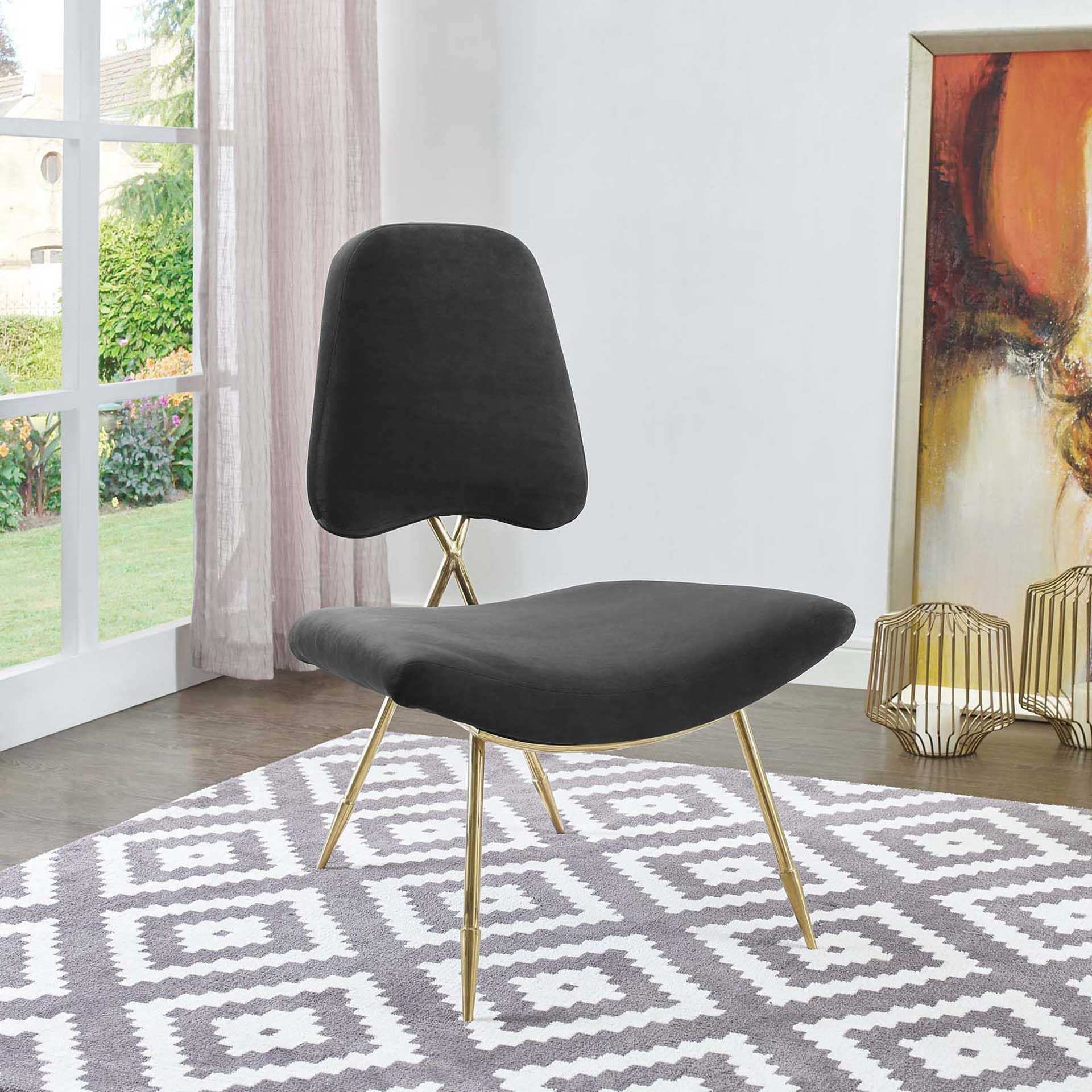 Palmer Upholstered Velvet Lounge Chair Black - Image 4