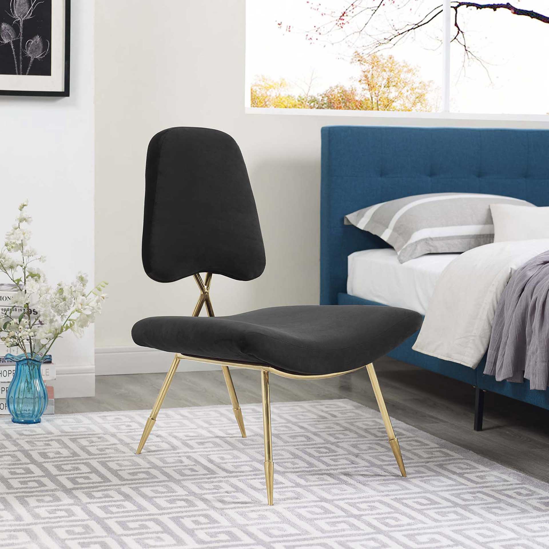 Palmer Upholstered Velvet Lounge Chair Black - Image 5