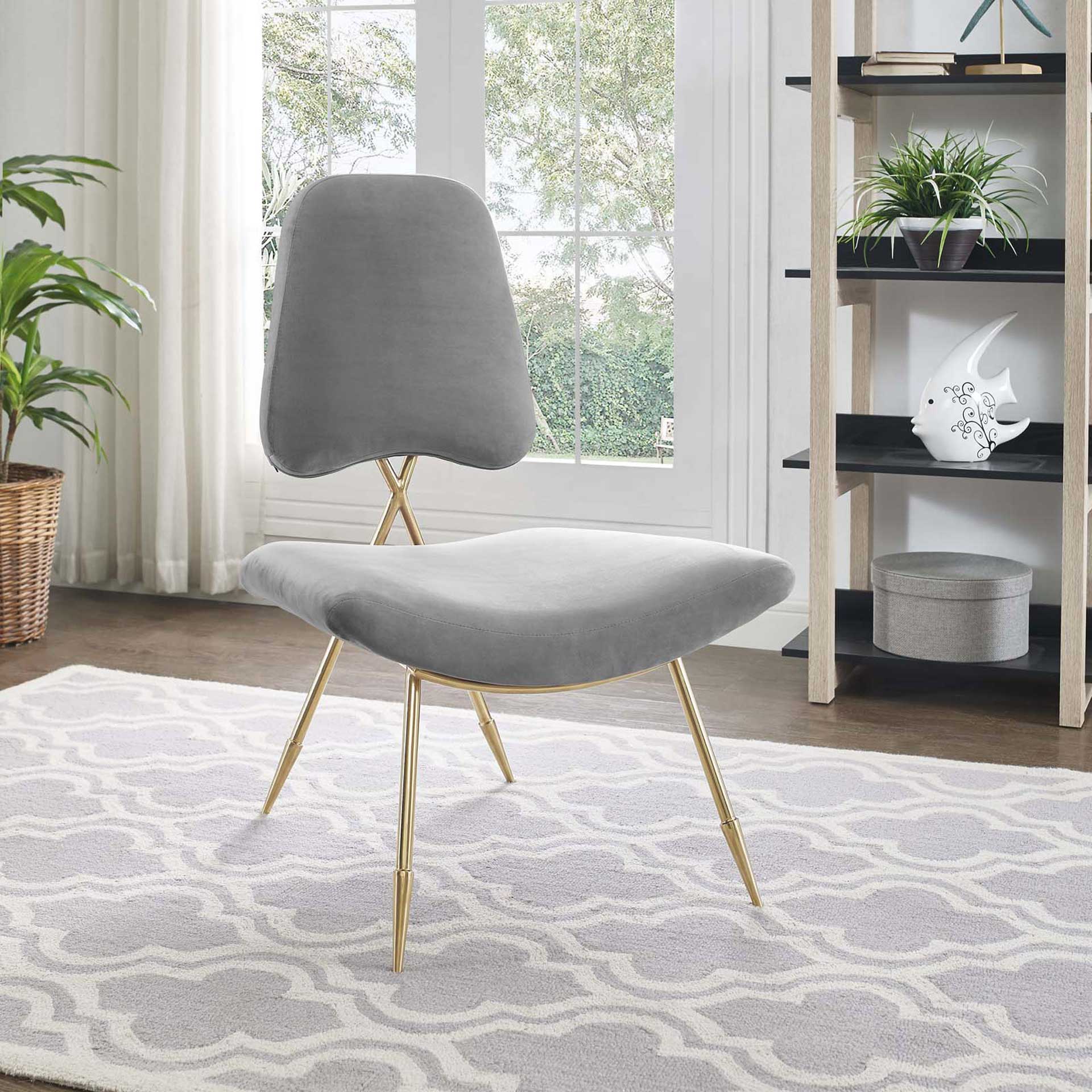 Palmer Upholstered Velvet Lounge Chair Gray - Image 4