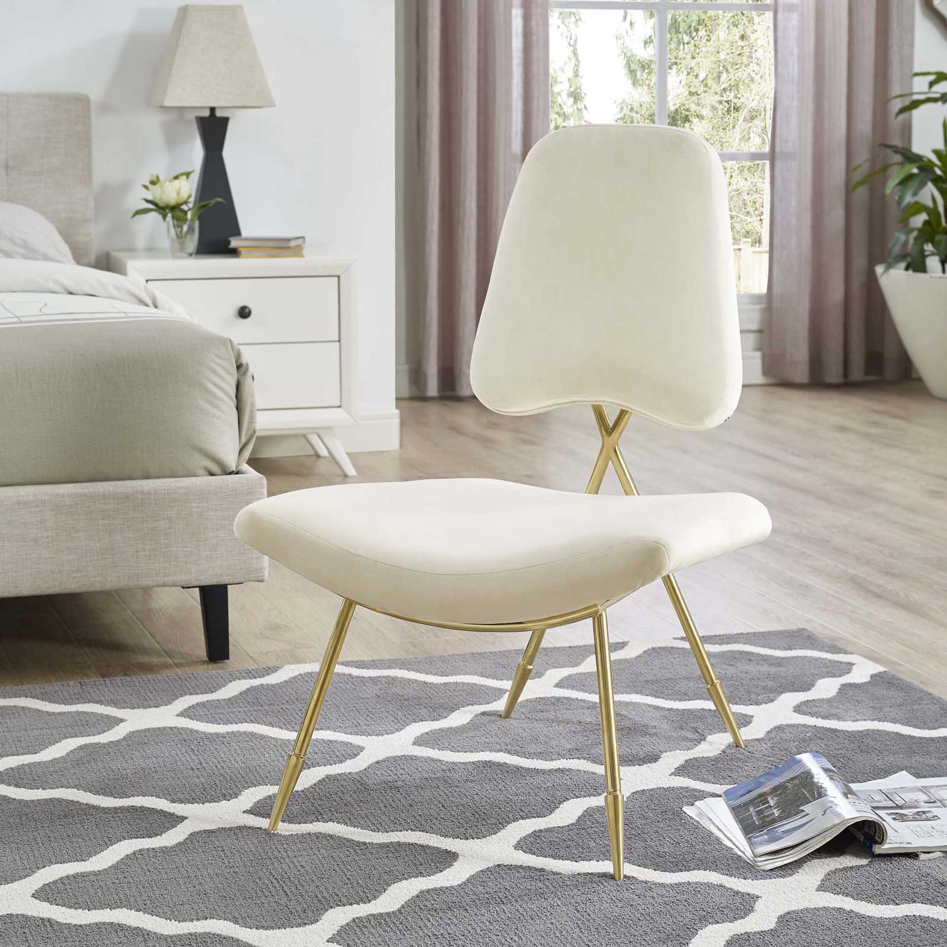 Palmer Upholstered Velvet Lounge Chair Ivory - Image 5