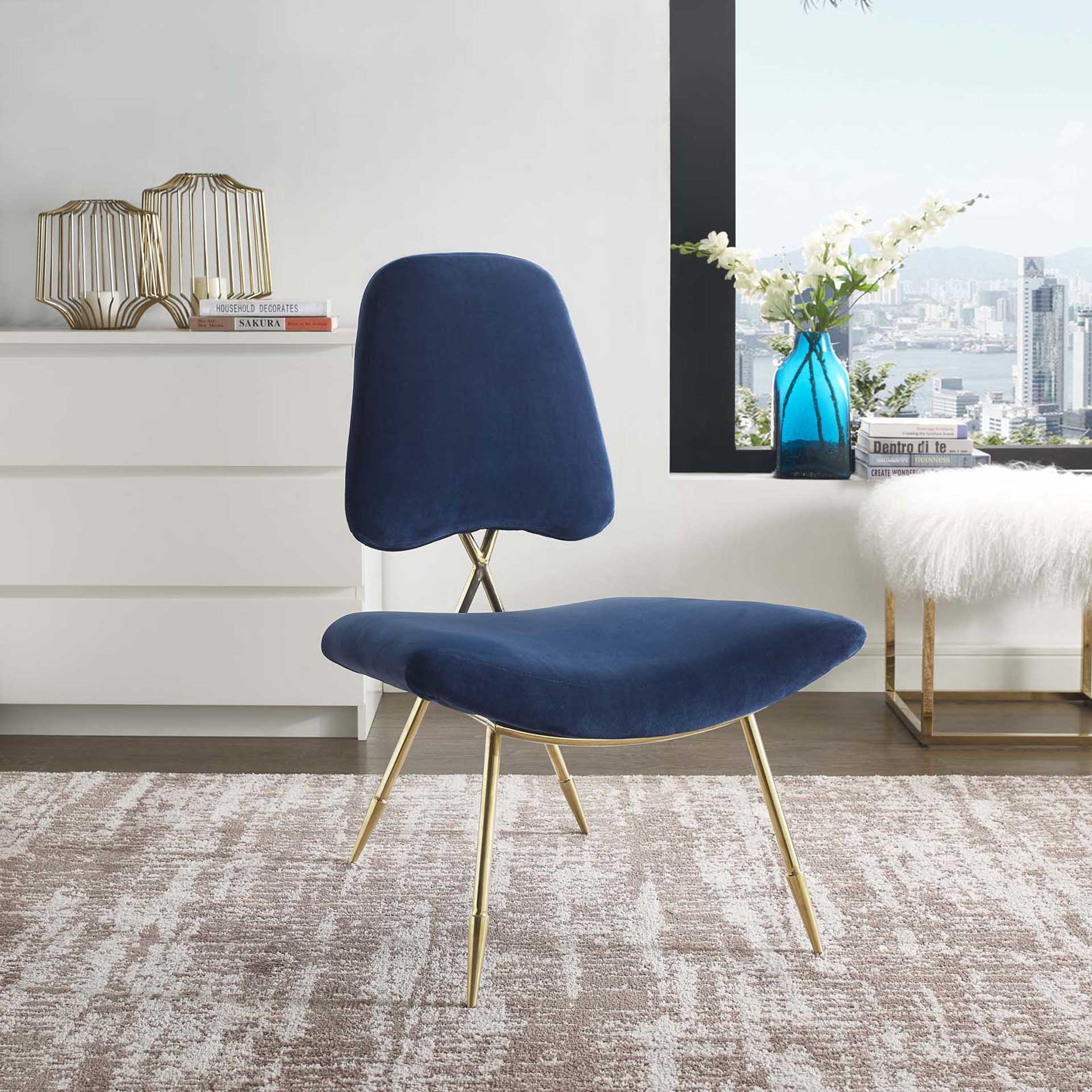 Palmer Upholstered Velvet Lounge Chair Navy - Image 4