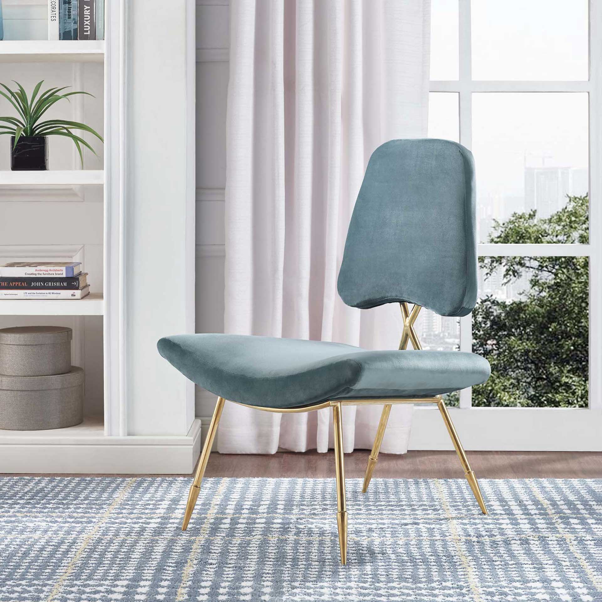 Palmer Upholstered Velvet Lounge Chair Sea Blue - Image 4