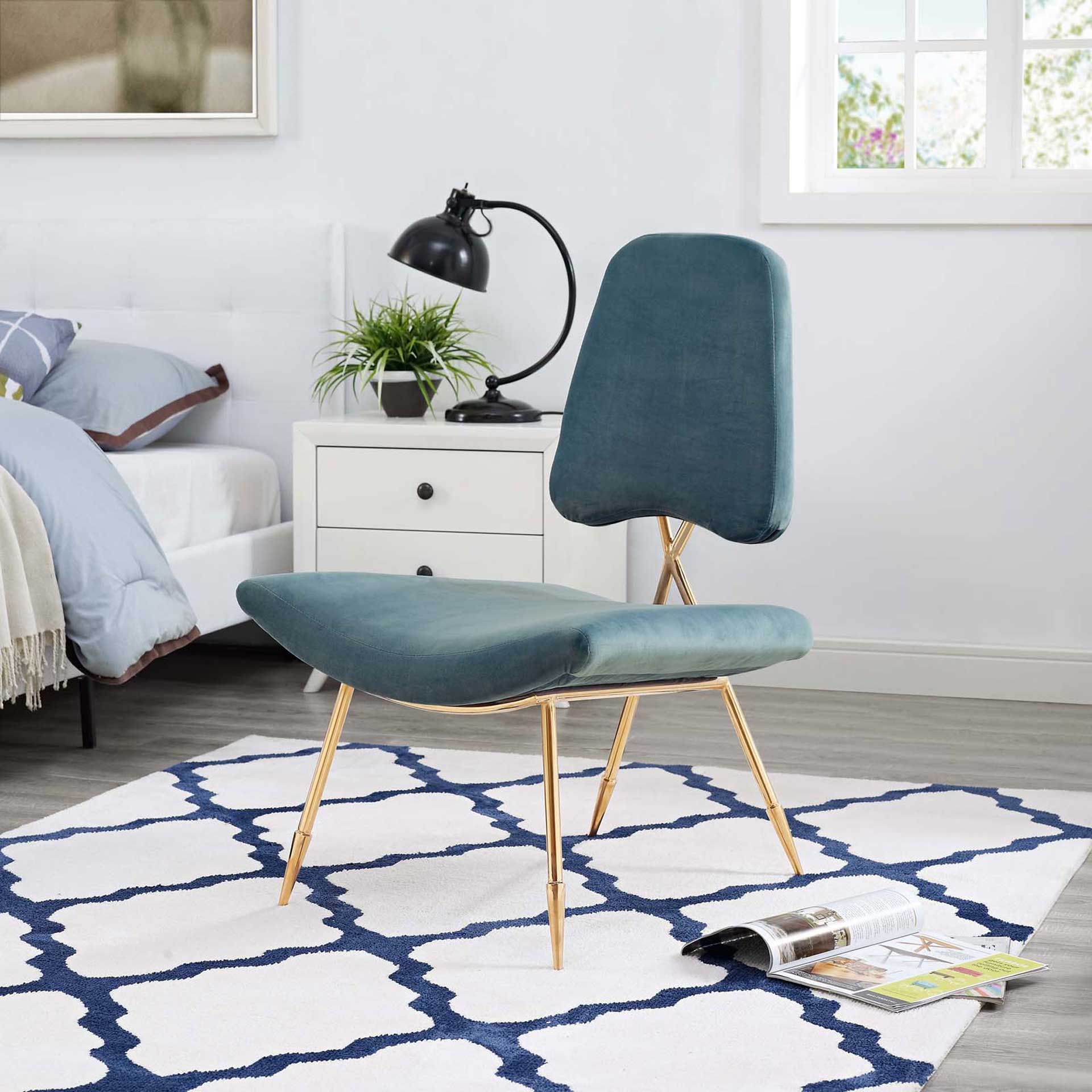 Palmer Upholstered Velvet Lounge Chair Sea Blue - Image 5