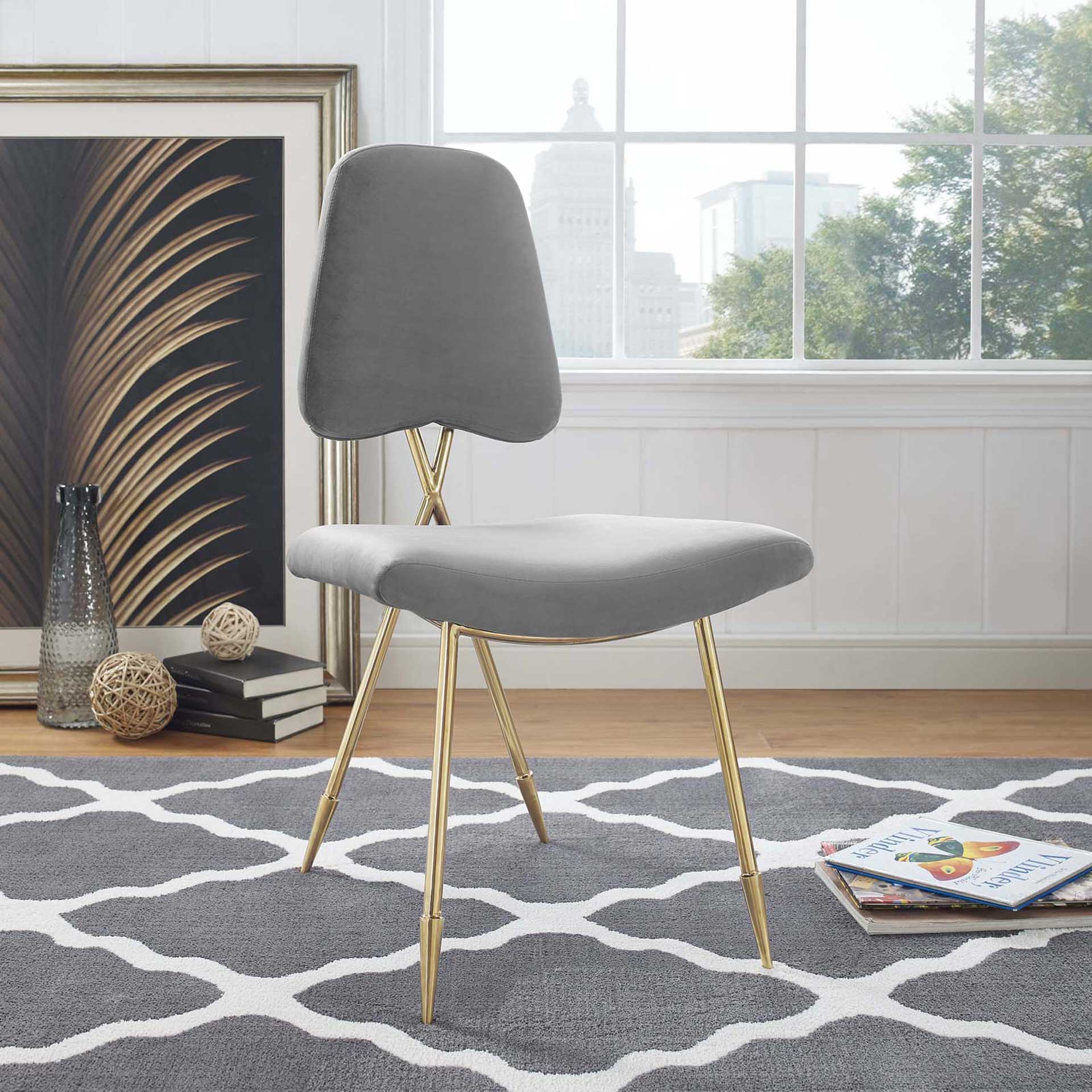 Palmer Upholstered Velvet Side Chair Gray - Image 4