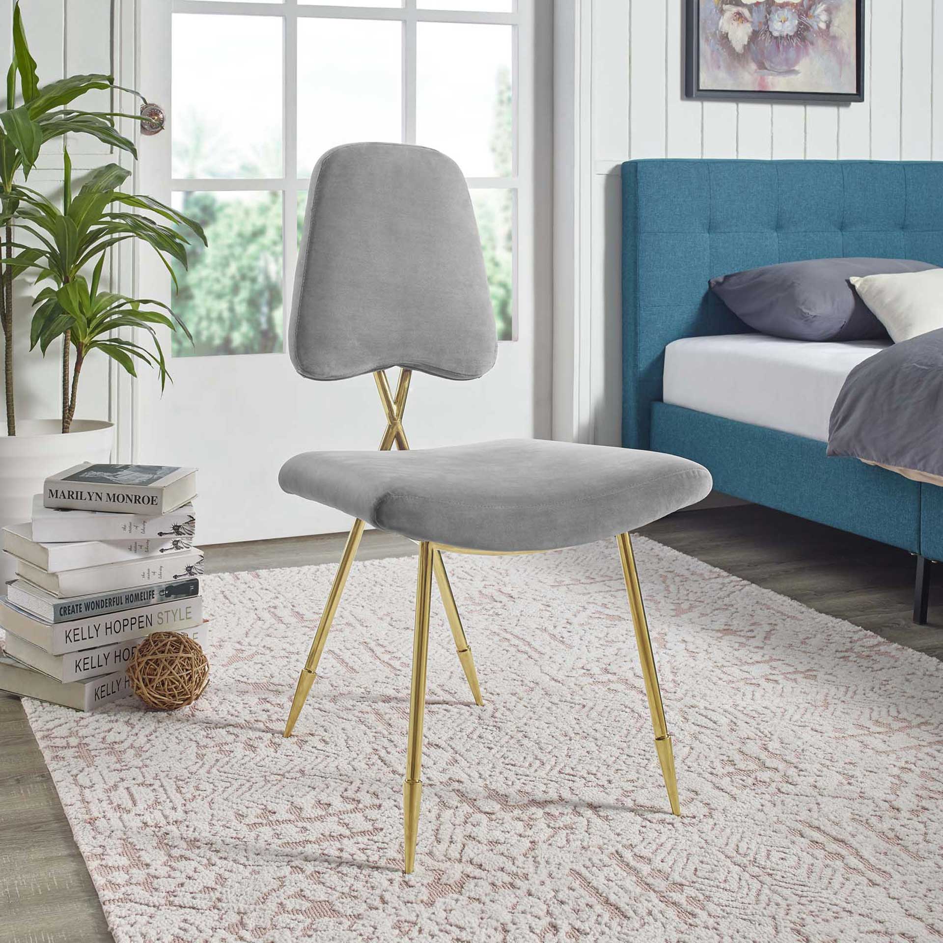 Palmer Upholstered Velvet Side Chair Gray - Image 5