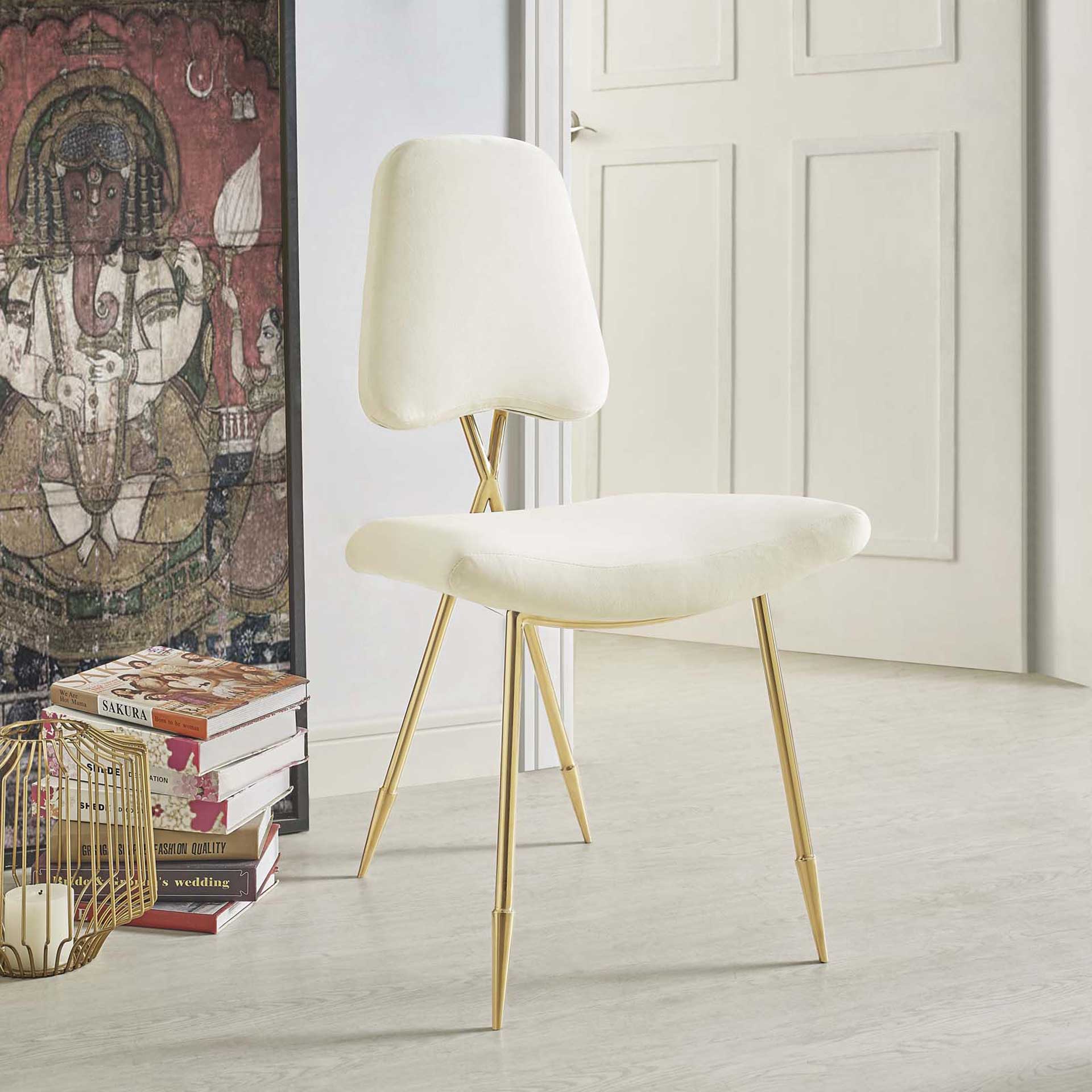 Palmer Upholstered Velvet Side Chair Ivory - Image 4