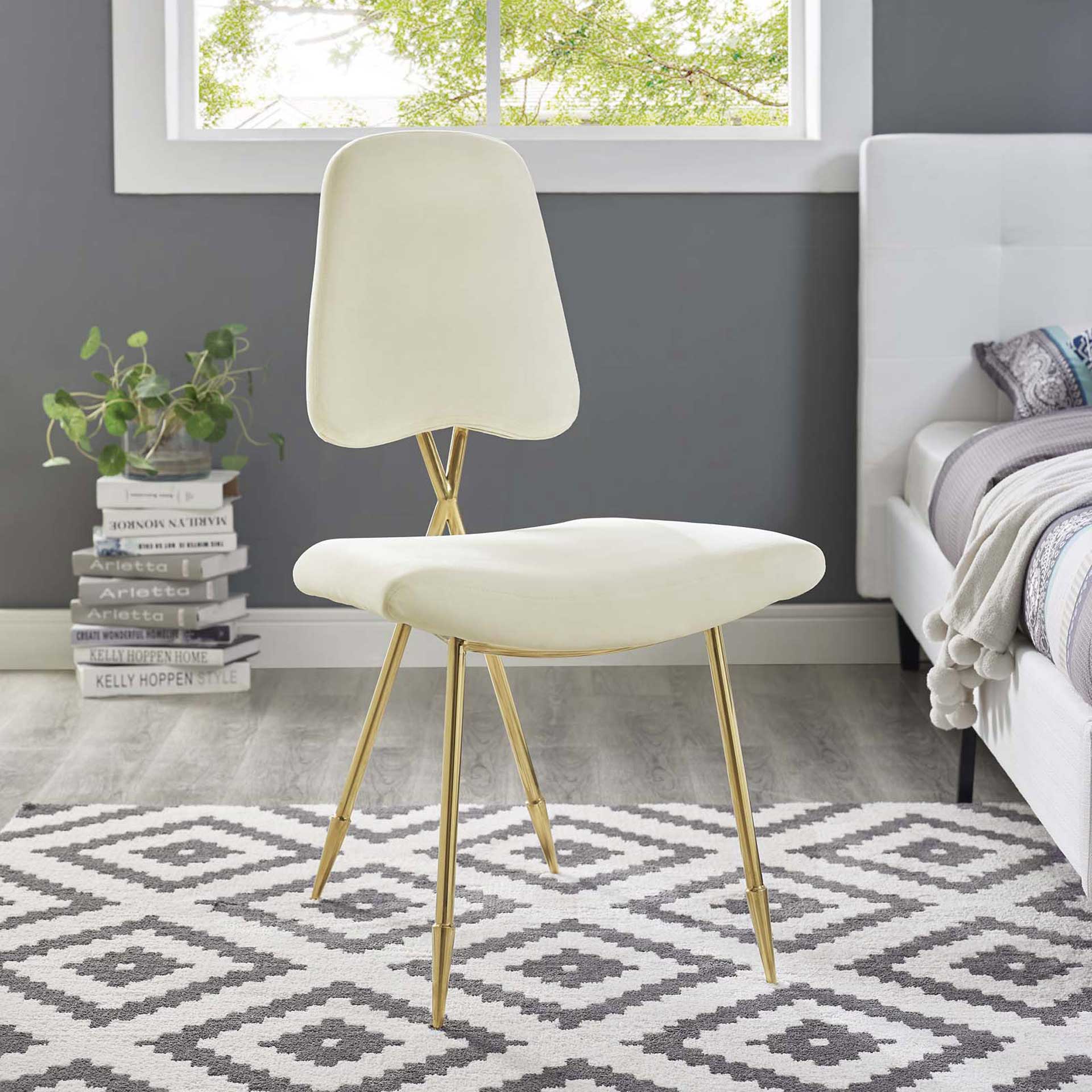 Palmer Upholstered Velvet Side Chair Ivory - Image 5