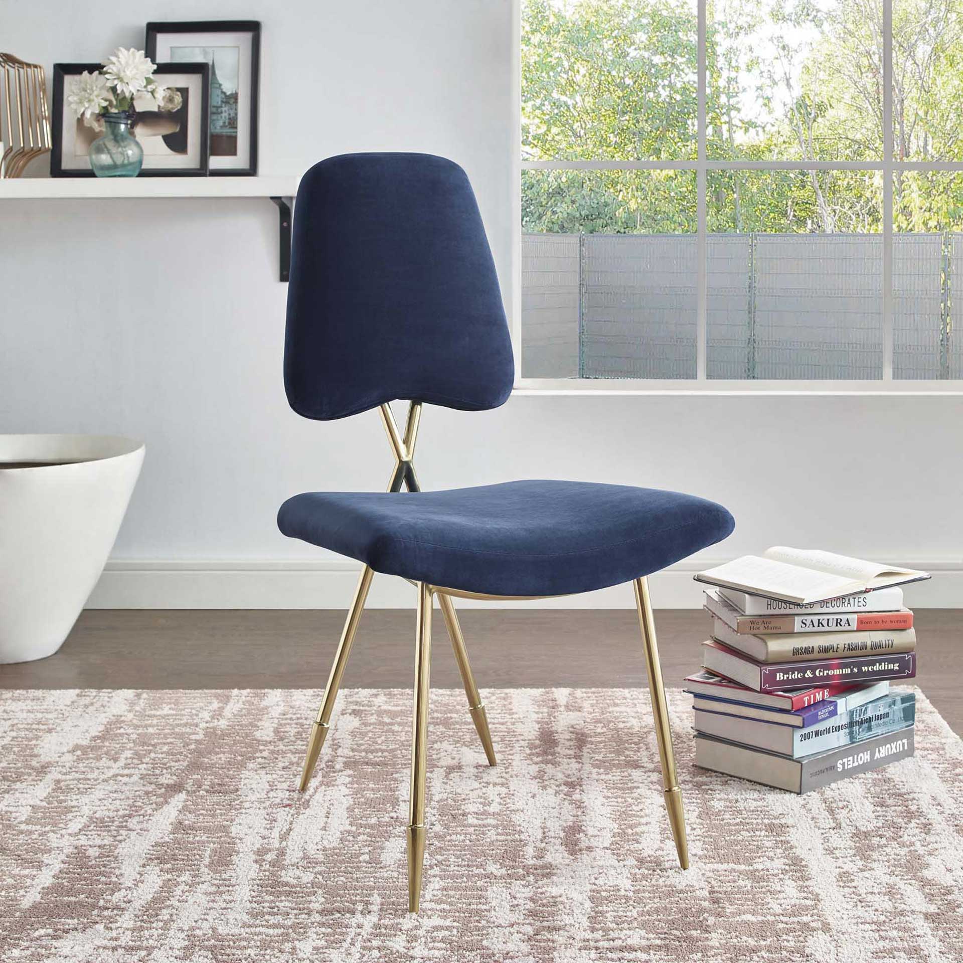 Palmer Upholstered Velvet Side Chair Navy - Image 4