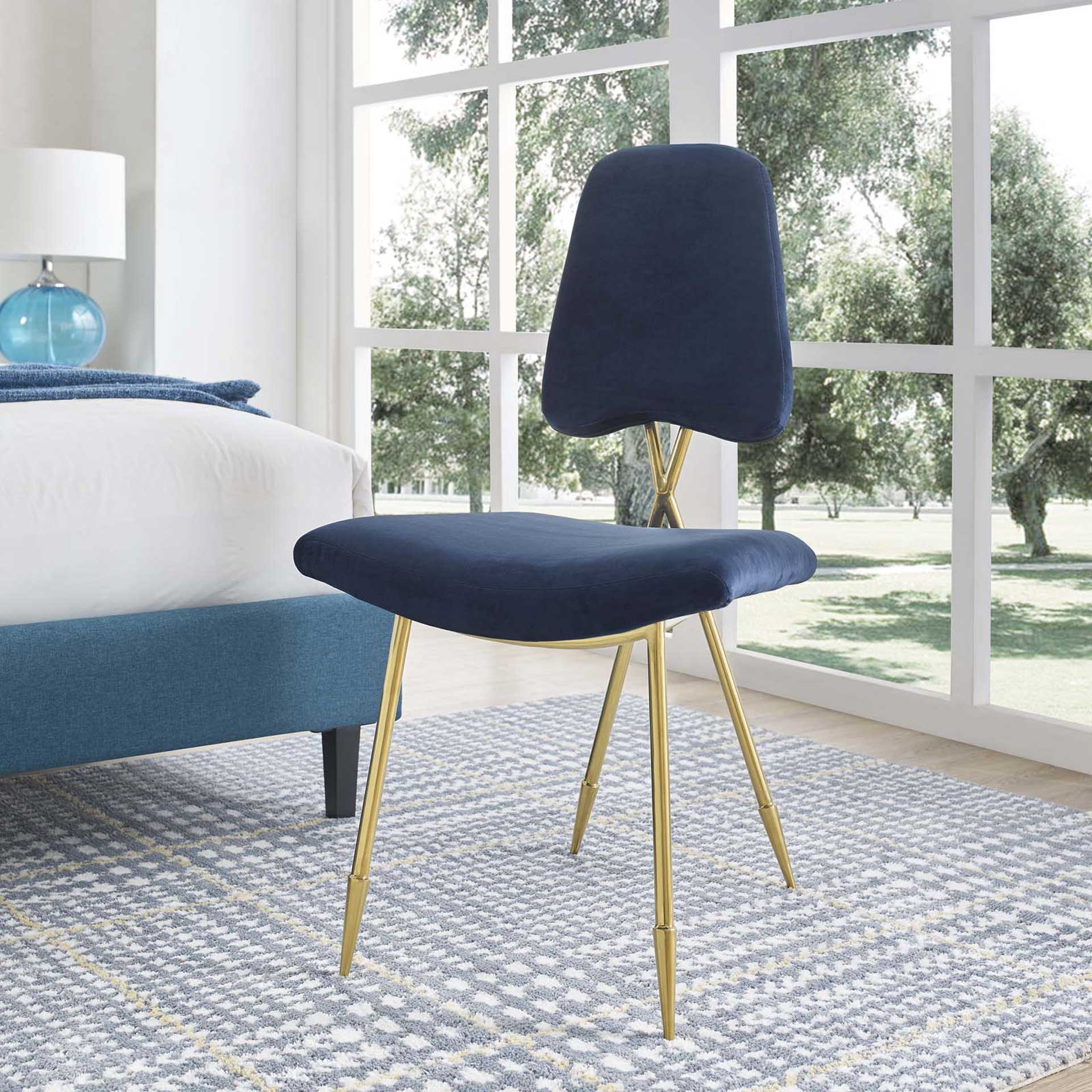 Palmer Upholstered Velvet Side Chair Navy - Image 5