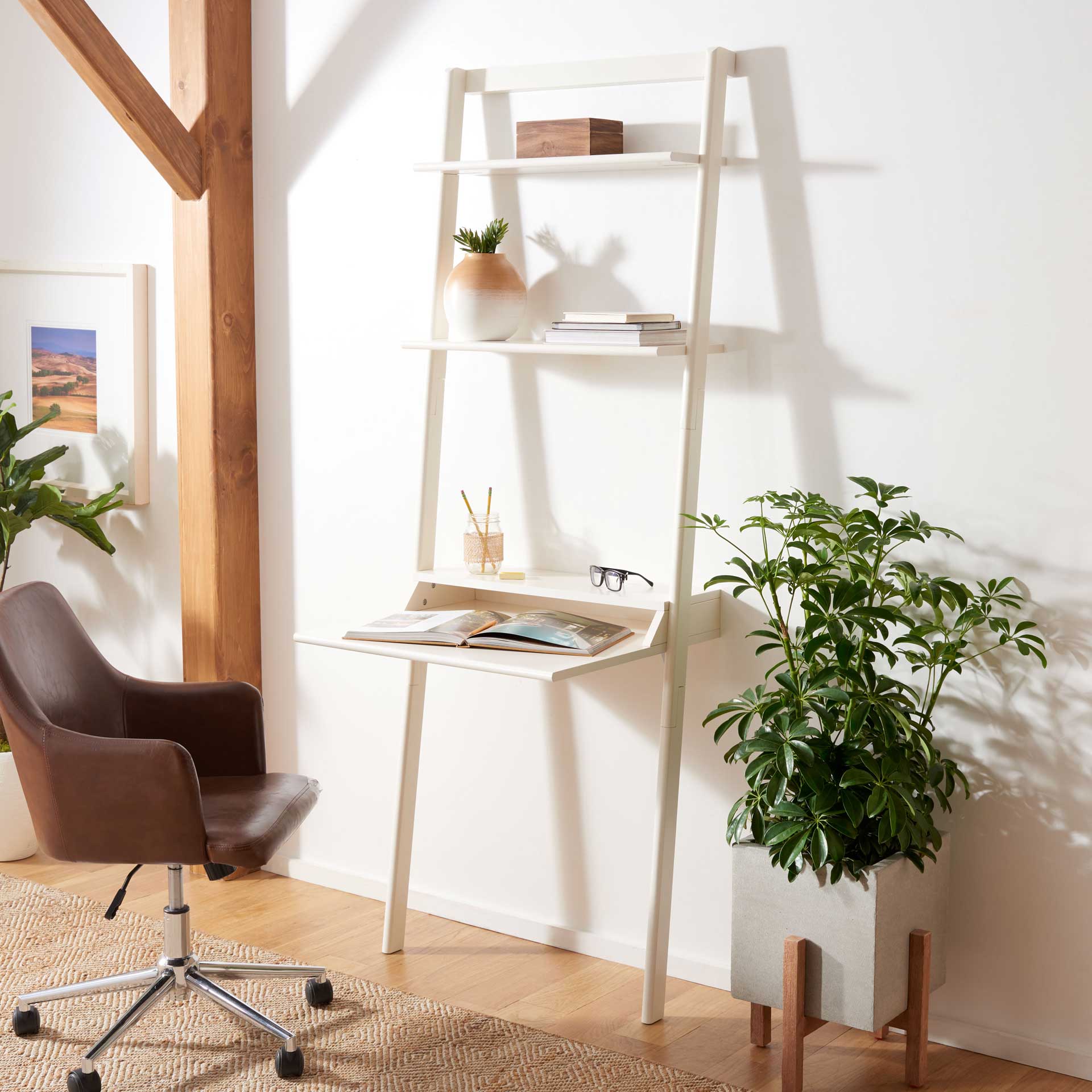 Paloma 2 Shelf Leaning Desk White - Image 7