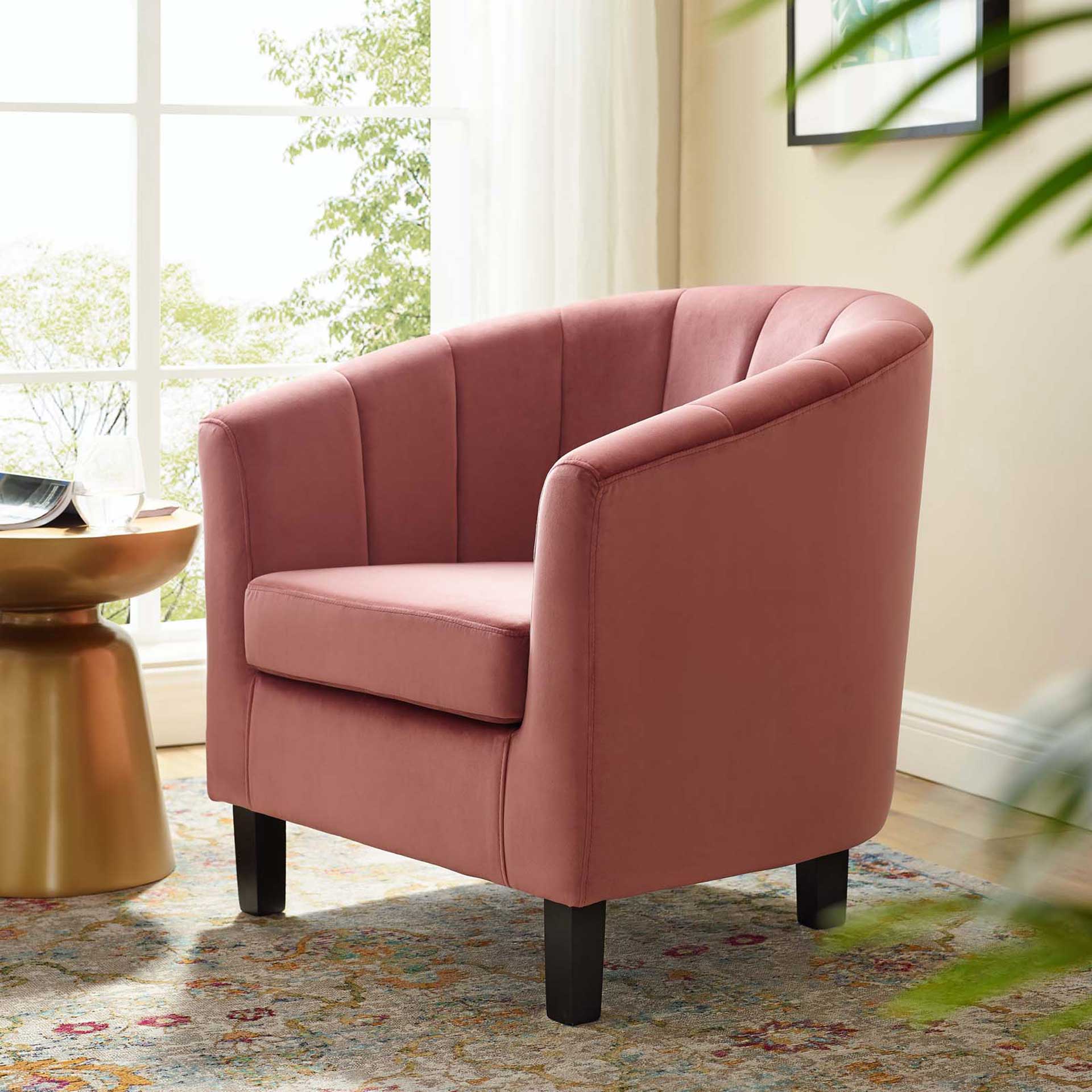 Paloma Channel Tufted Velvet Armchair Dusty Rose - Image 4