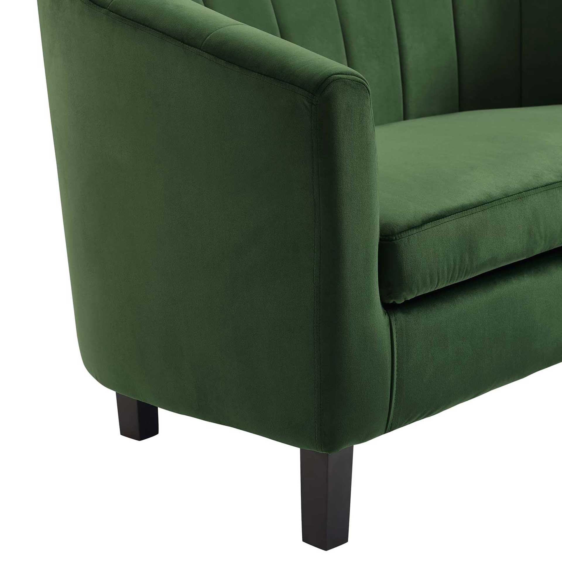 Paloma Channel Tufted Velvet Armchair Emerald - Image 4
