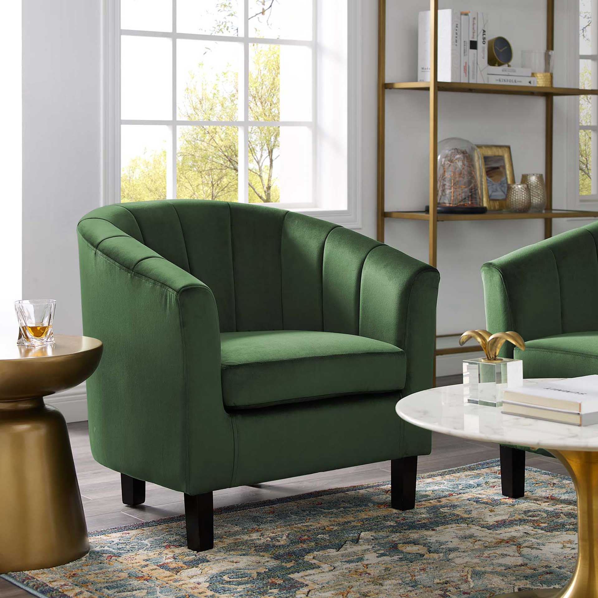 Paloma Channel Tufted Velvet Armchair Emerald - Image 6