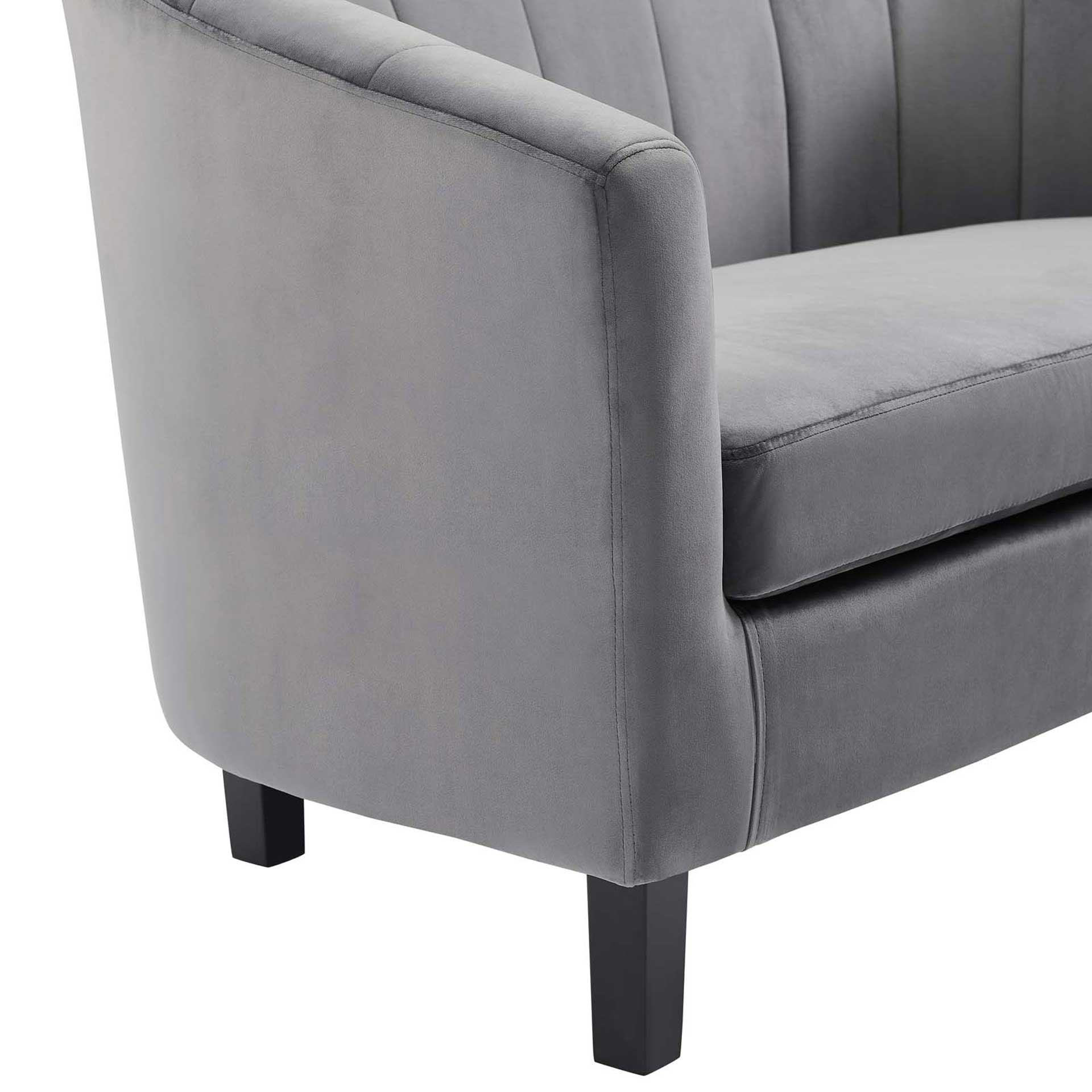 Paloma Channel Tufted Velvet Armchair Gray - Image 4