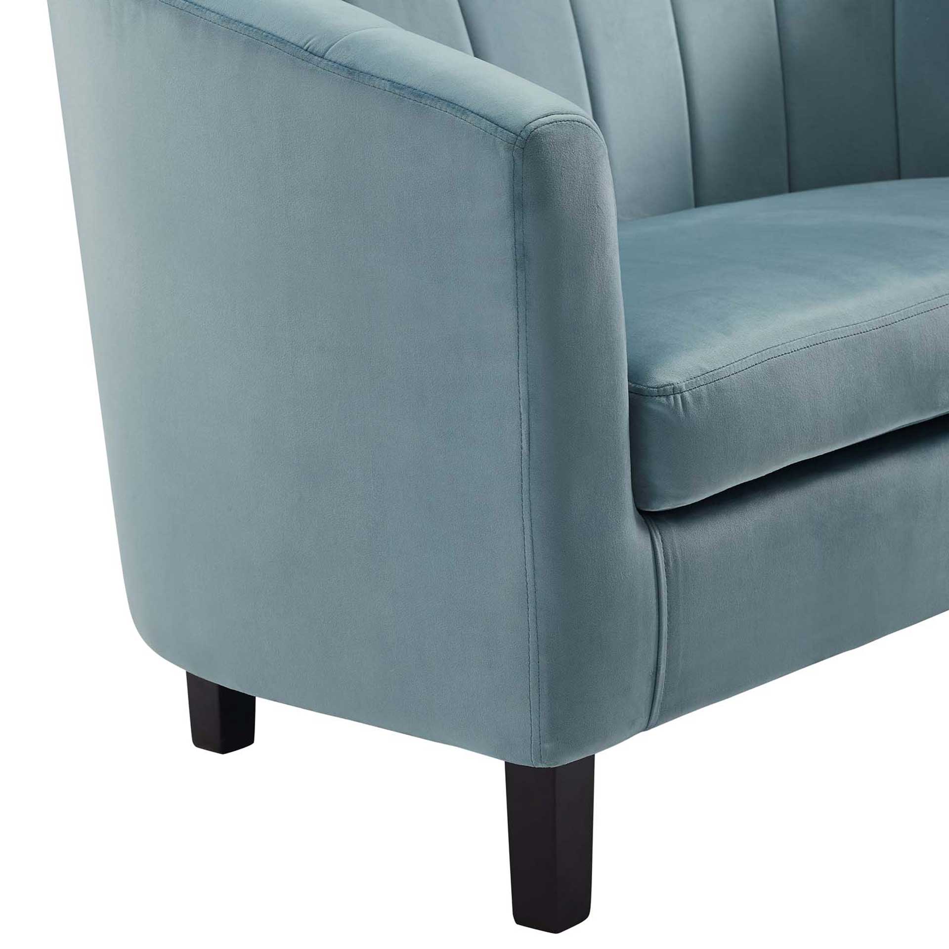 Paloma Channel Tufted Velvet Armchair Light Blue - Image 4