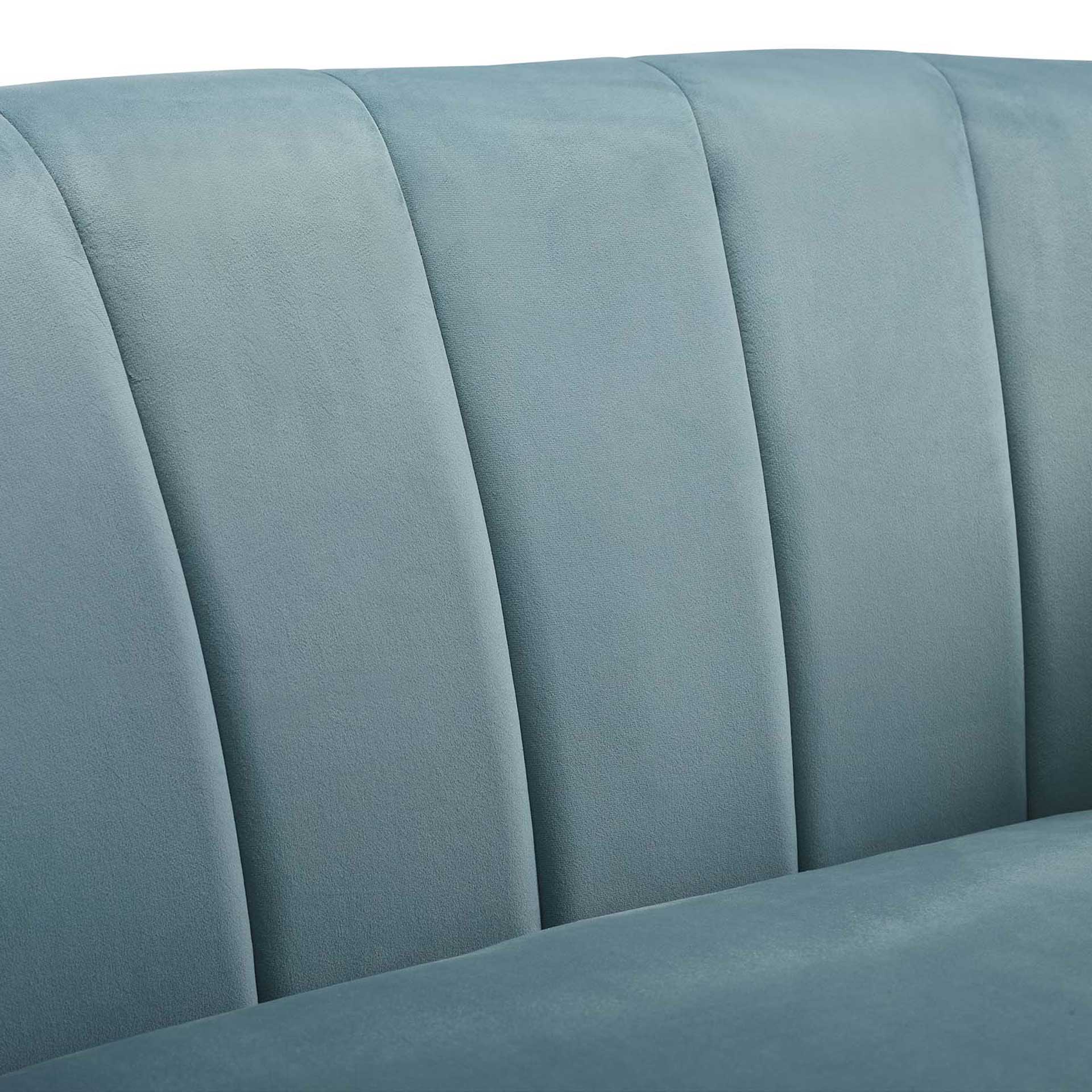 Paloma Channel Tufted Velvet Armchair Light Blue - Image 5