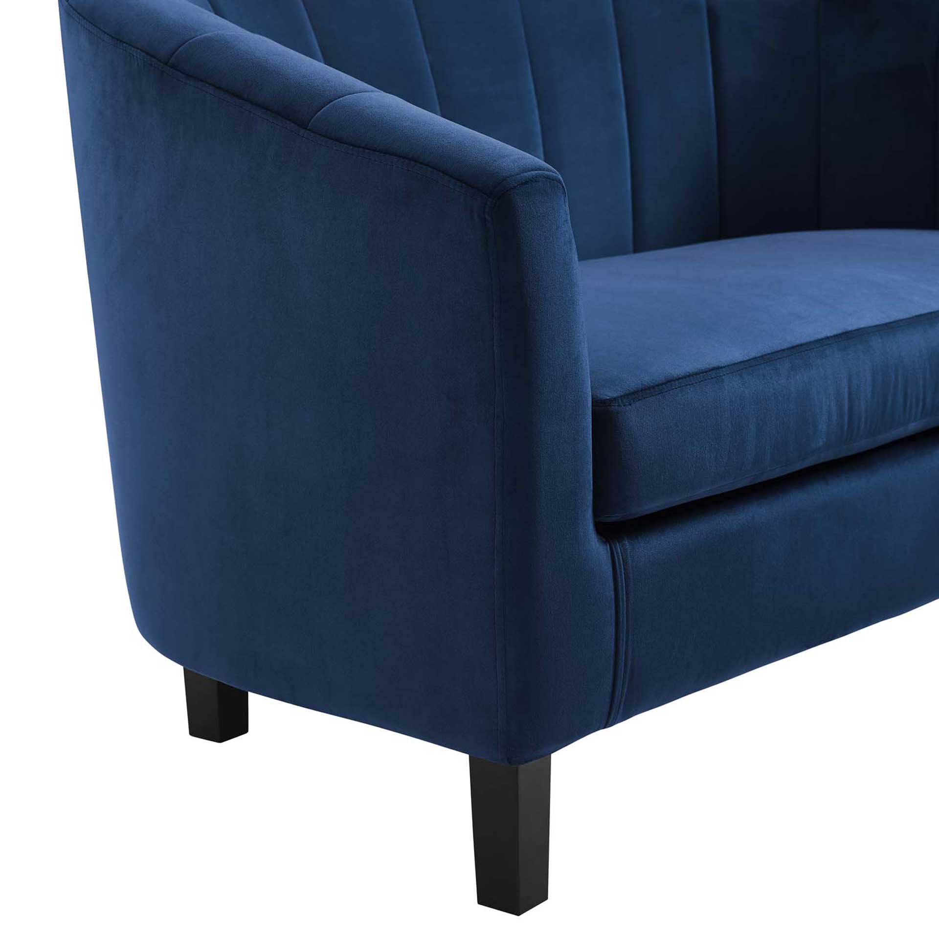 Paloma Channel Tufted Velvet Armchair Navy - Image 4