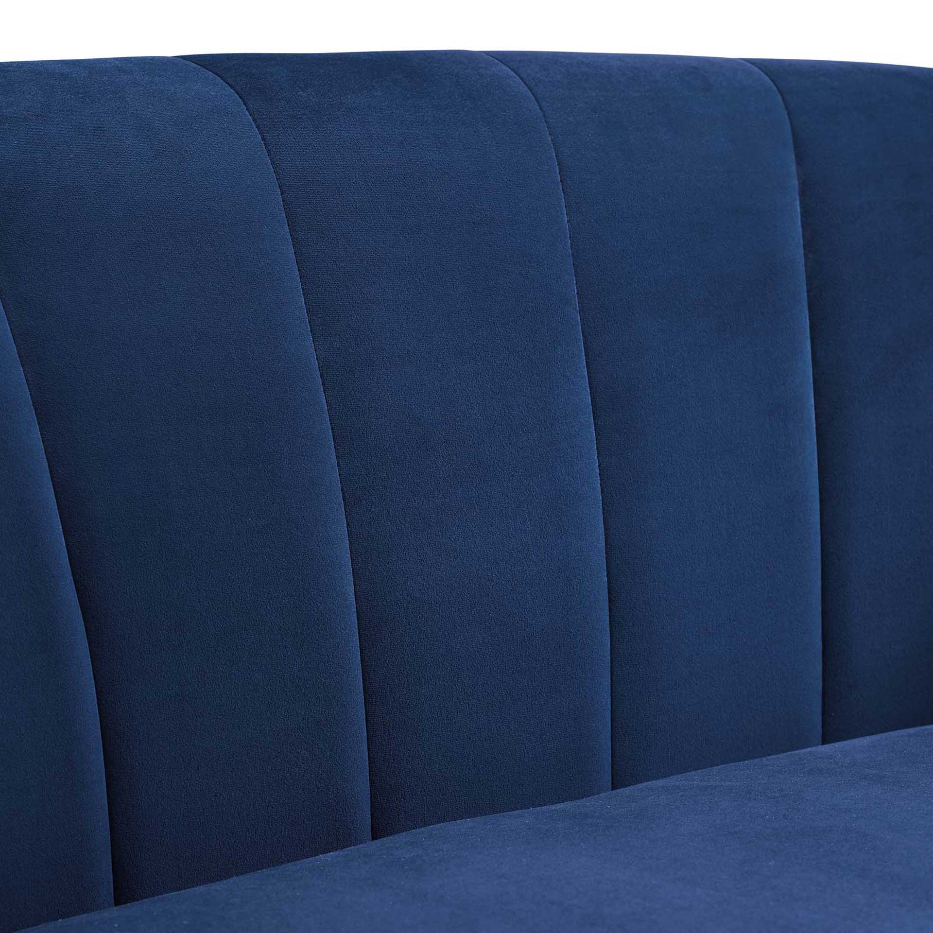 Paloma Channel Tufted Velvet Armchair Navy - Image 5