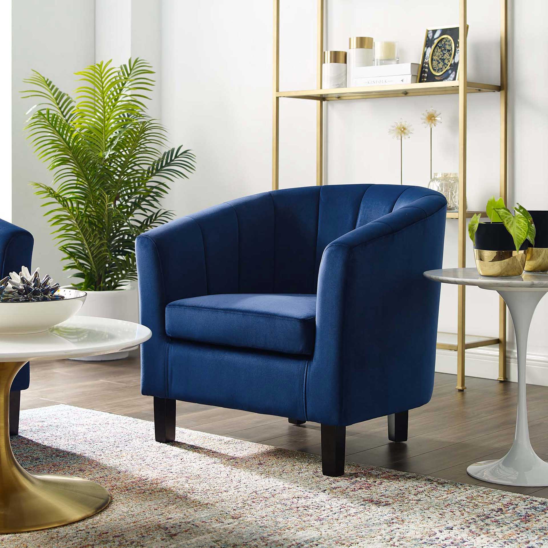 Paloma Channel Tufted Velvet Armchair Navy - Image 6