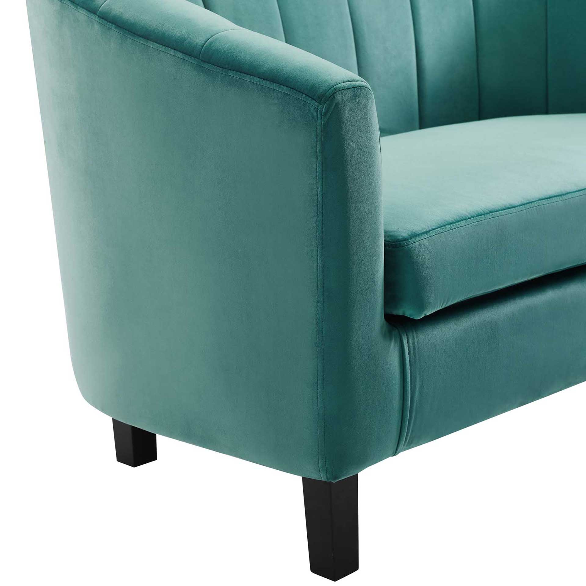 Paloma Channel Tufted Velvet Armchair Teal - Image 4
