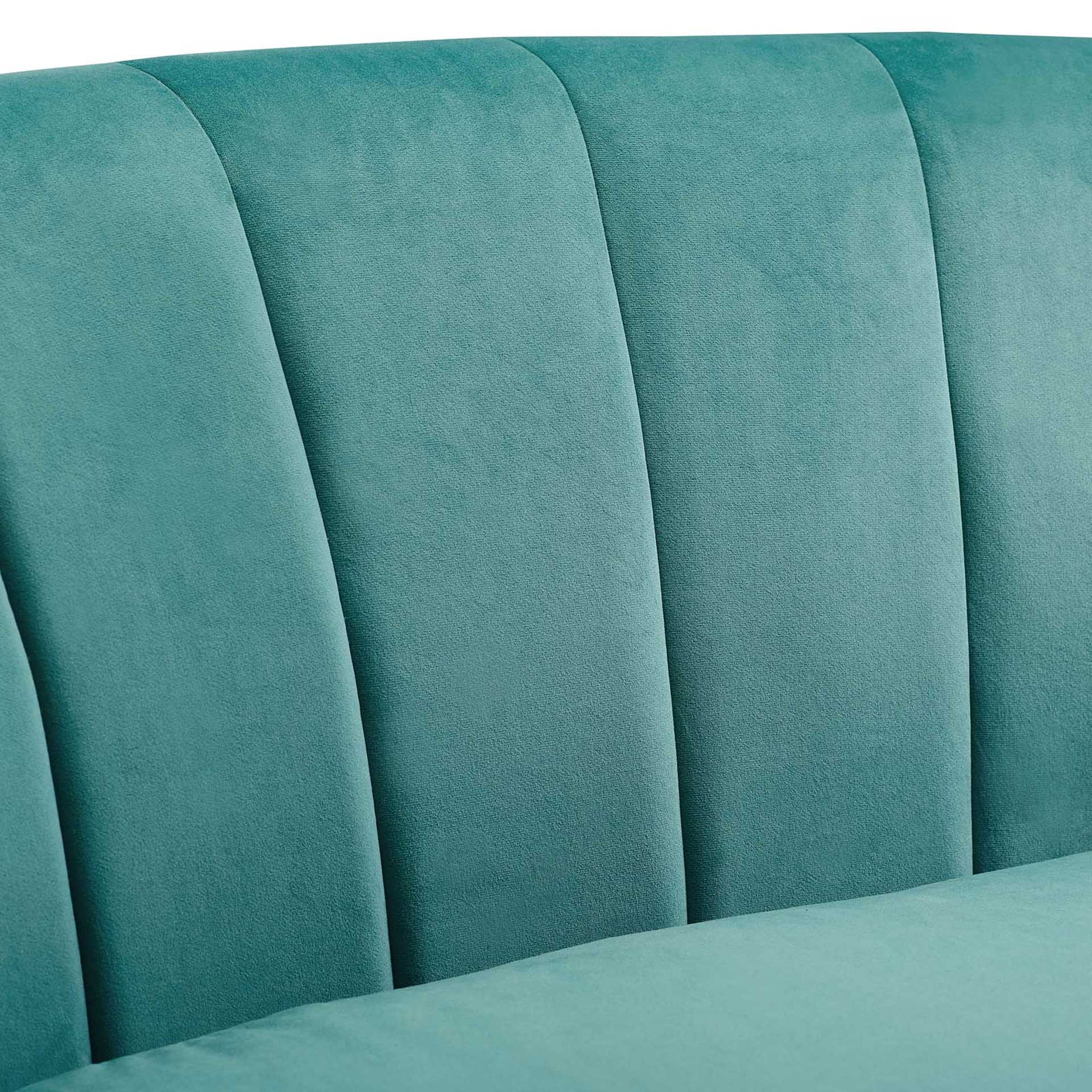 Paloma Channel Tufted Velvet Armchair Teal - Image 5