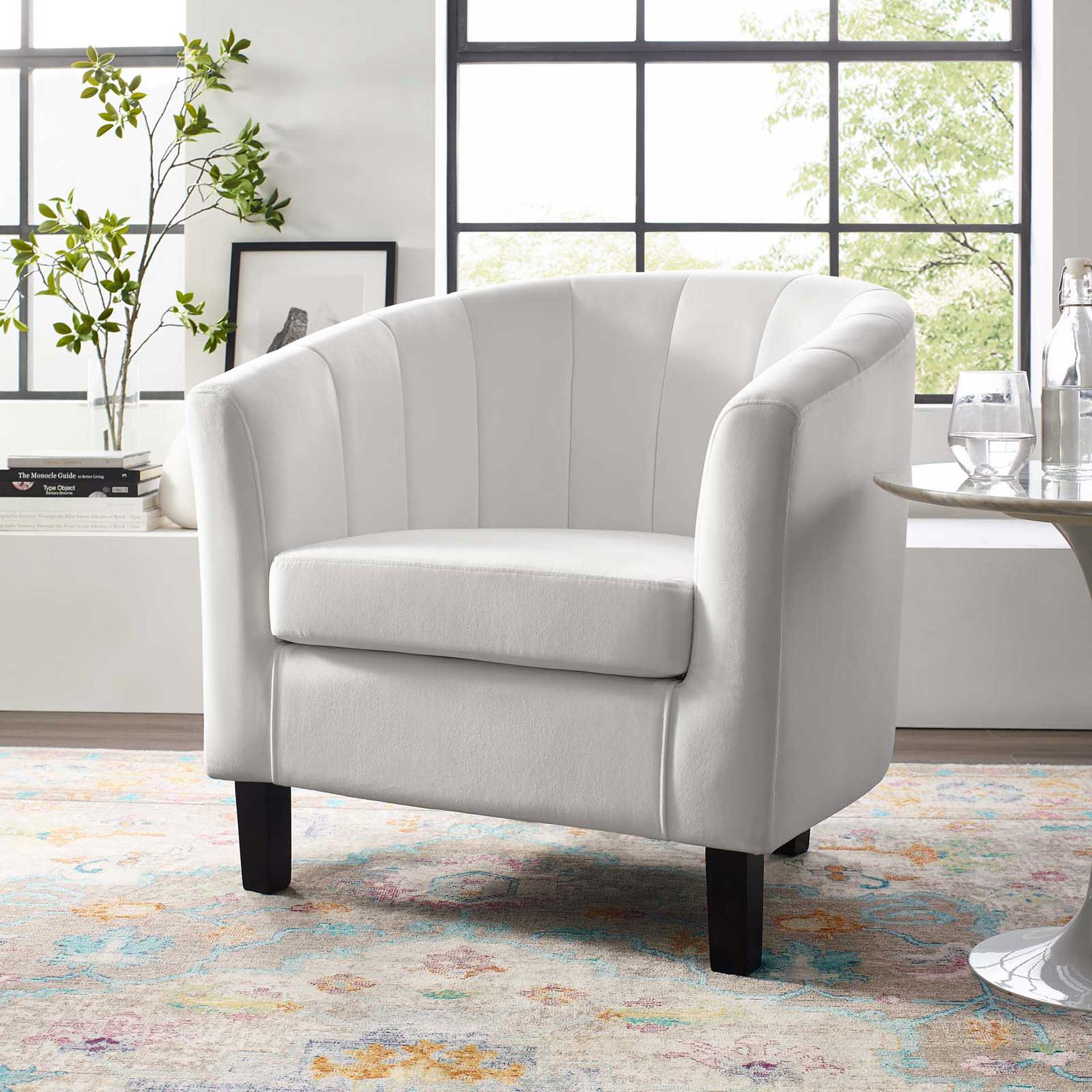 Paloma Channel Tufted Velvet Armchair White - Image 4