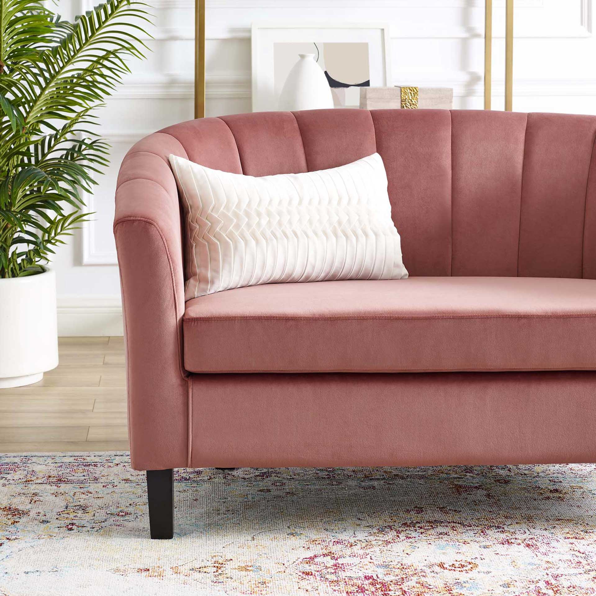 Paloma Channel Tufted Velvet Sofa Dusty Rose - Image 4
