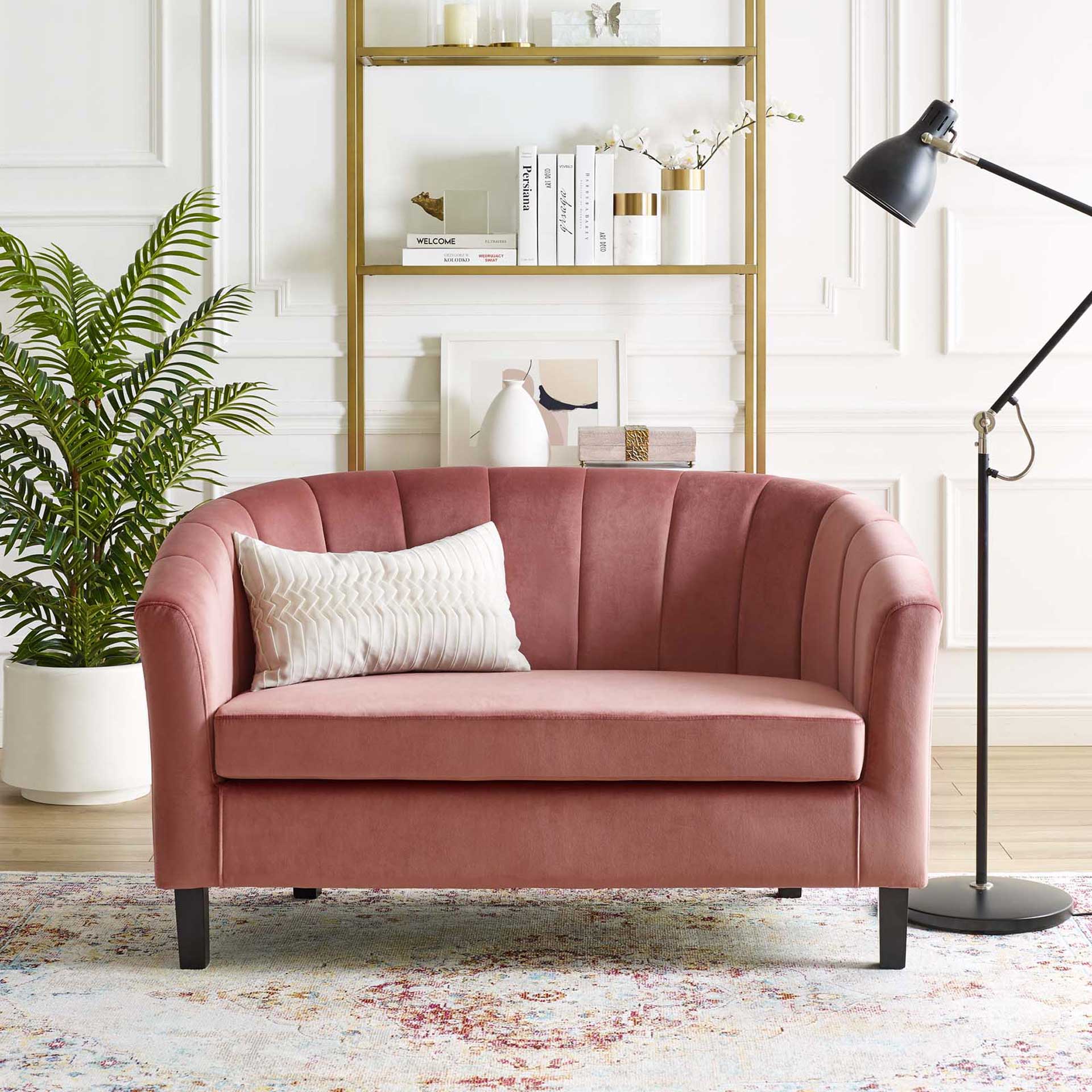 Paloma Channel Tufted Velvet Sofa Dusty Rose - Image 5