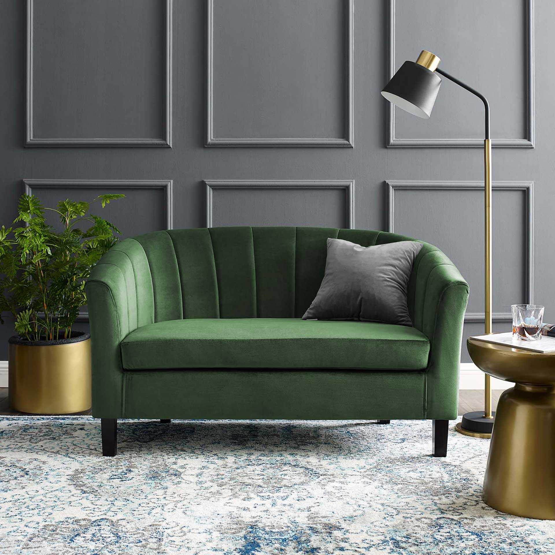 Paloma Channel Tufted Velvet Sofa Emerald - Image 4