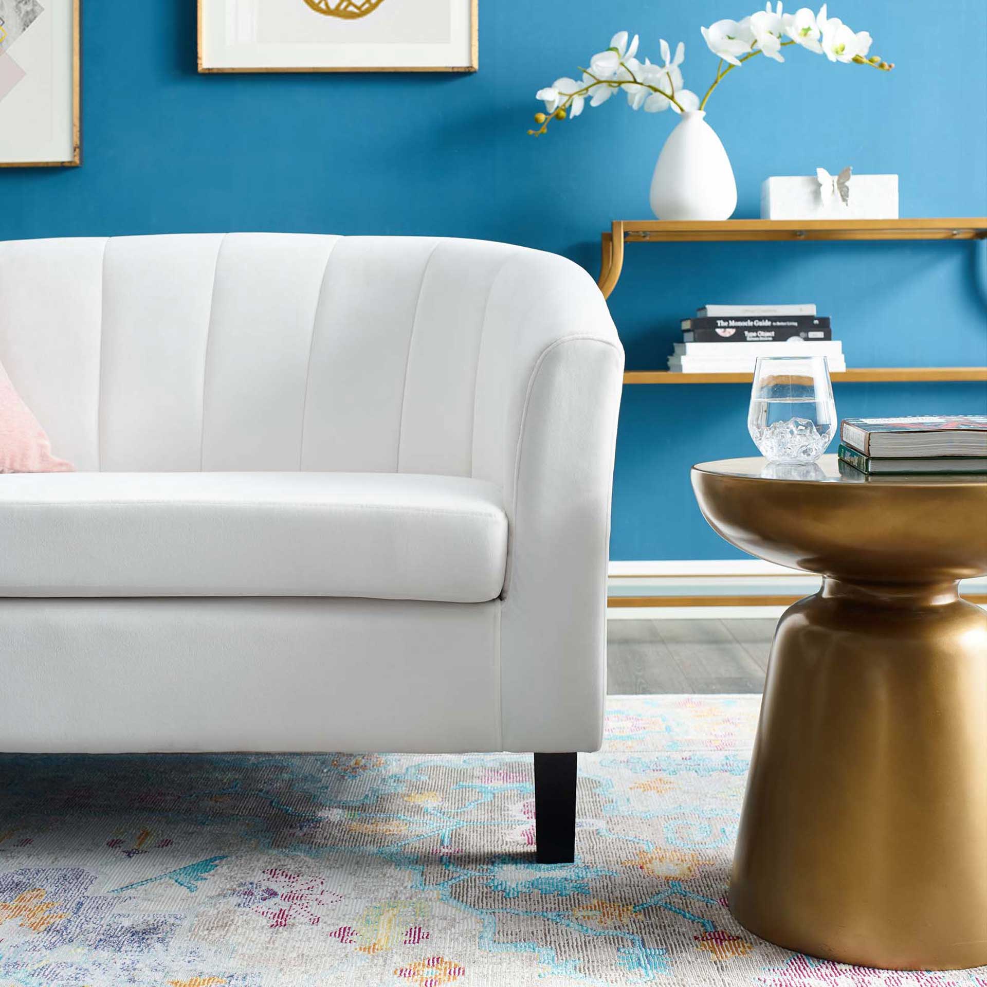 Paloma Channel Tufted Velvet Sofa White - Image 4