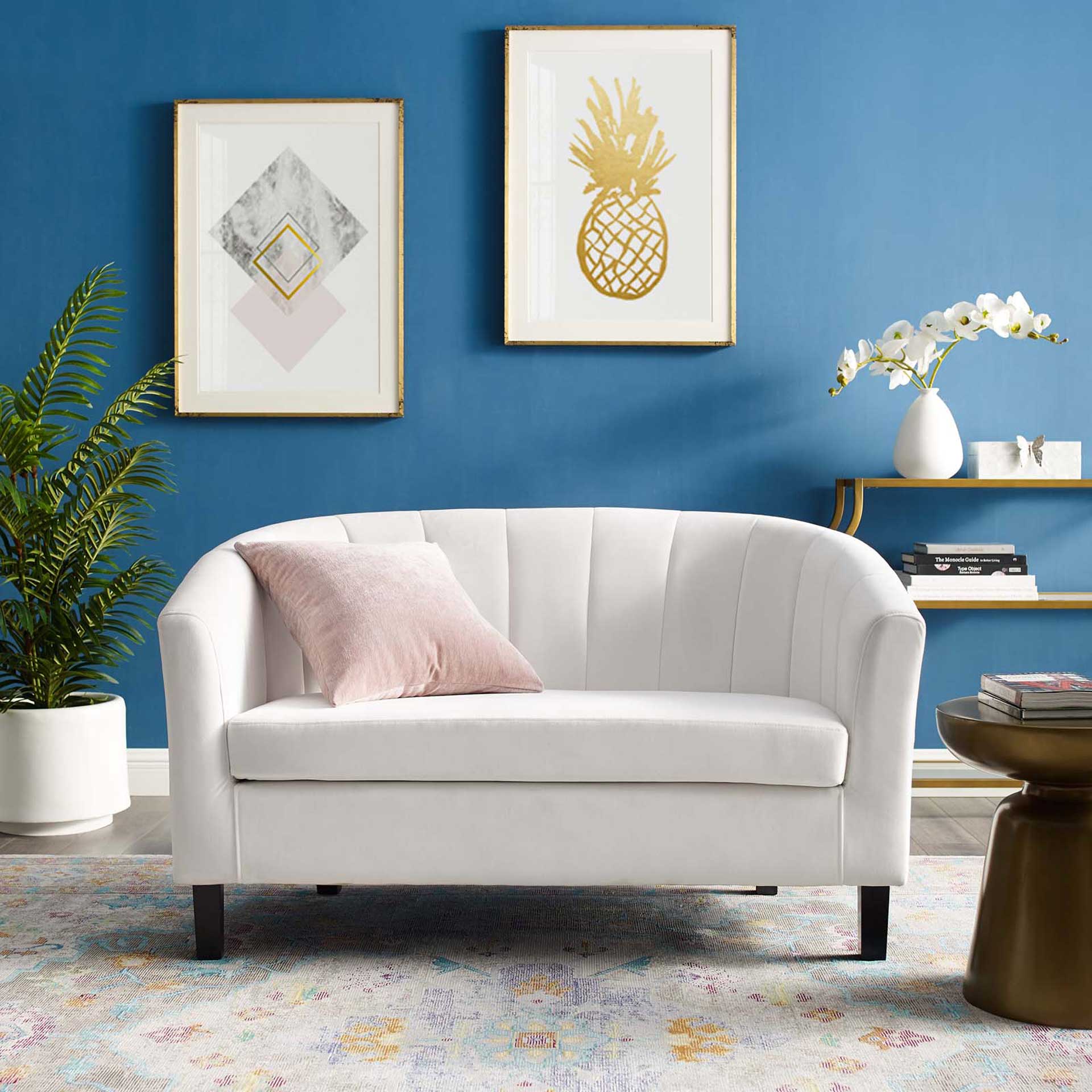 Paloma Channel Tufted Velvet Sofa White - Image 5