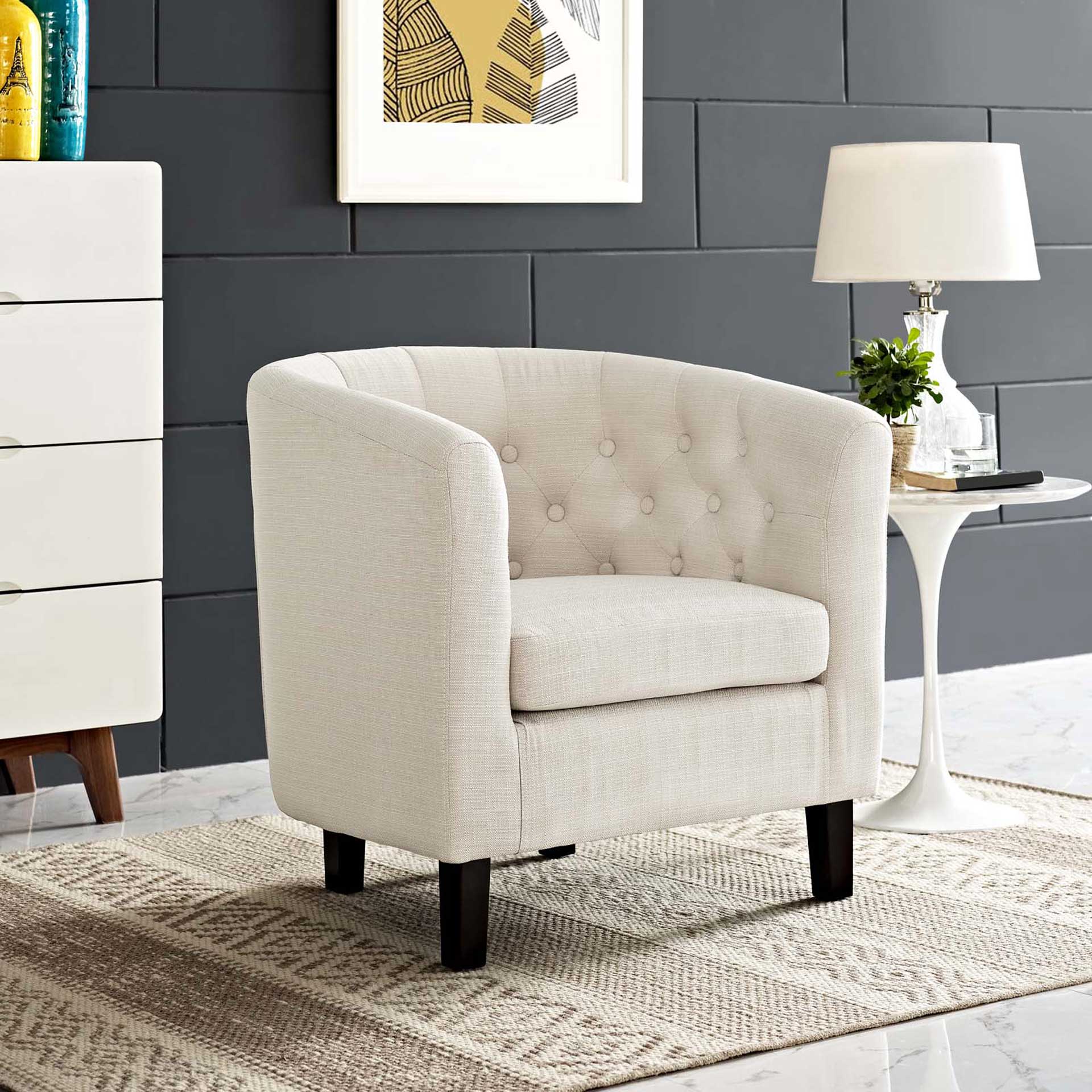 Paloma Upholstered Fabric Armchair Beige - Image 5