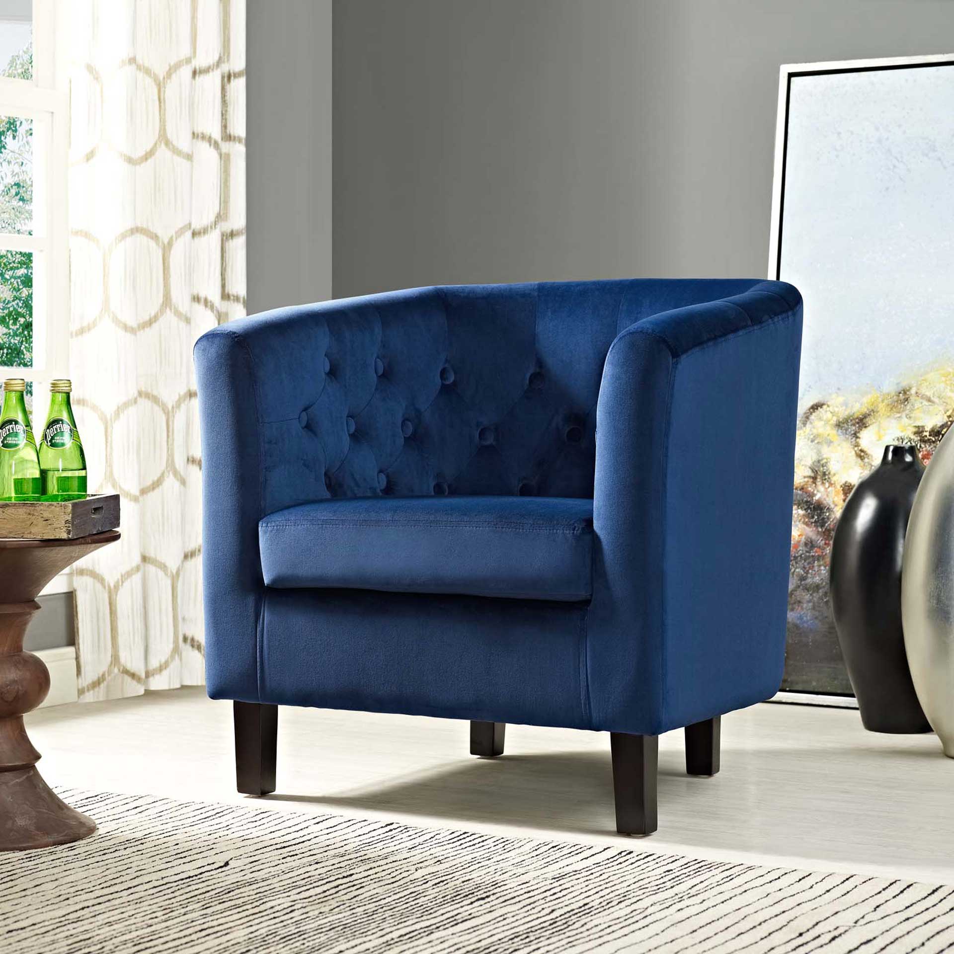 Paloma Upholstered Velvet Armchair Navy - Image 5